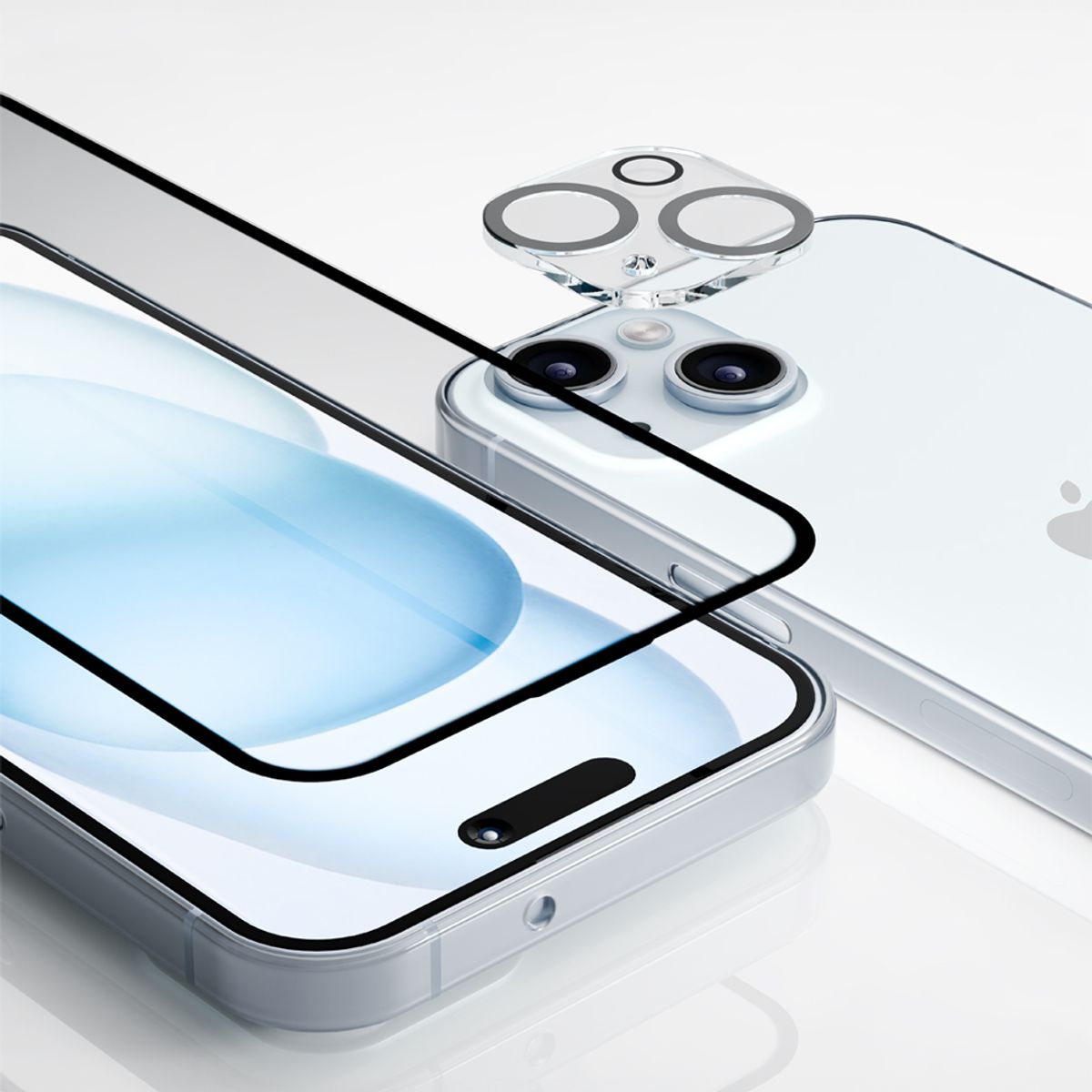 크리스탈클라우드(CRYSTAL CLOUD) 아이폰14 9H 지문인식 풀커버 액정보호필름 2매 + 카메라 렌즈 보호필름 2매