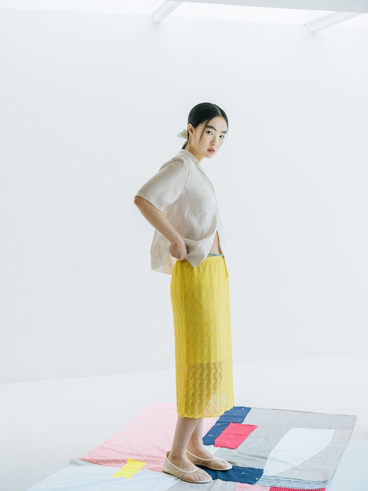 리플레인(REPLAIN) VISCOSE BLENDED LACE LAYERED SKIRT