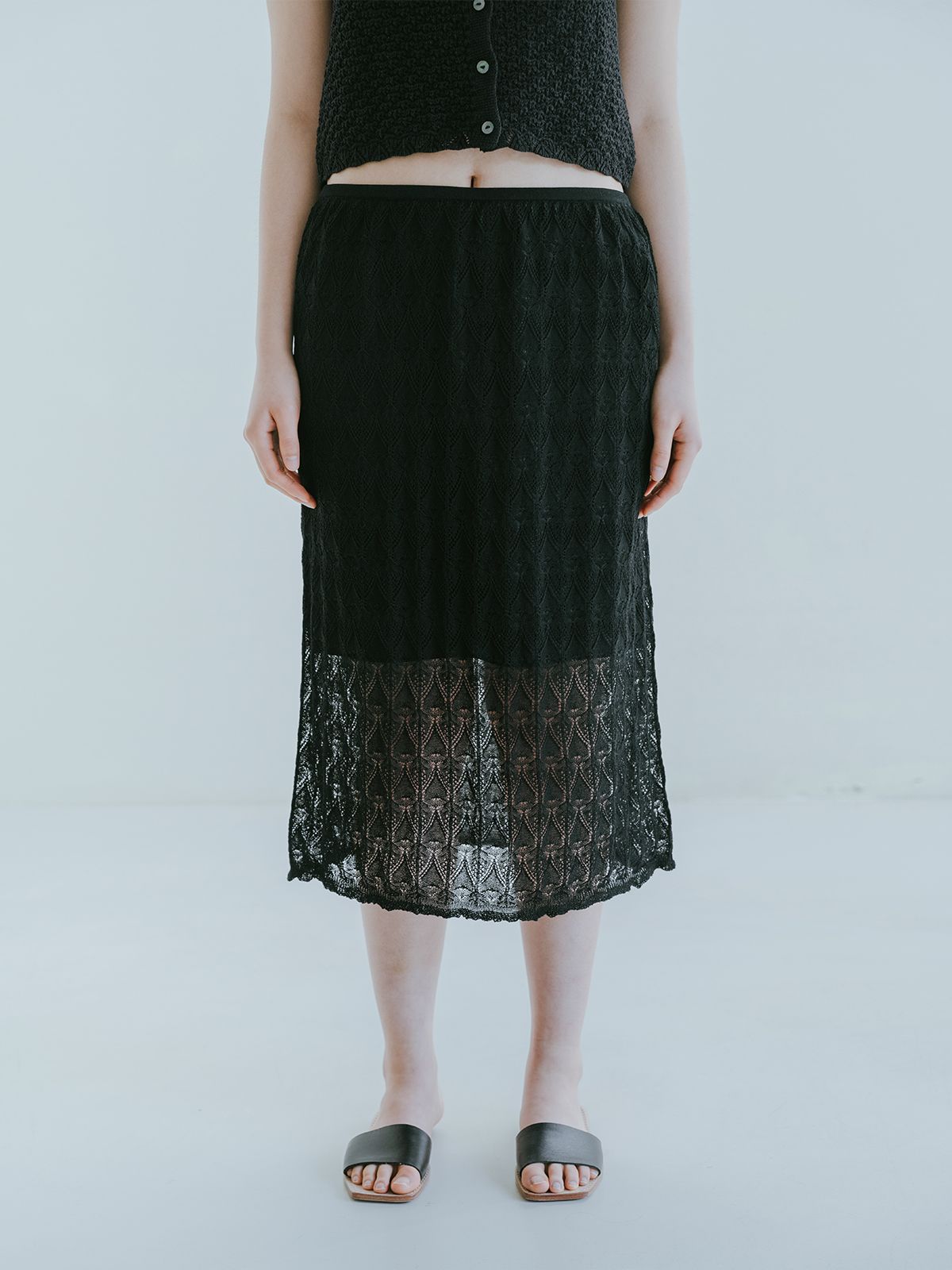 리플레인(REPLAIN) VISCOSE BLENDED LACE LAYERED SKIRT