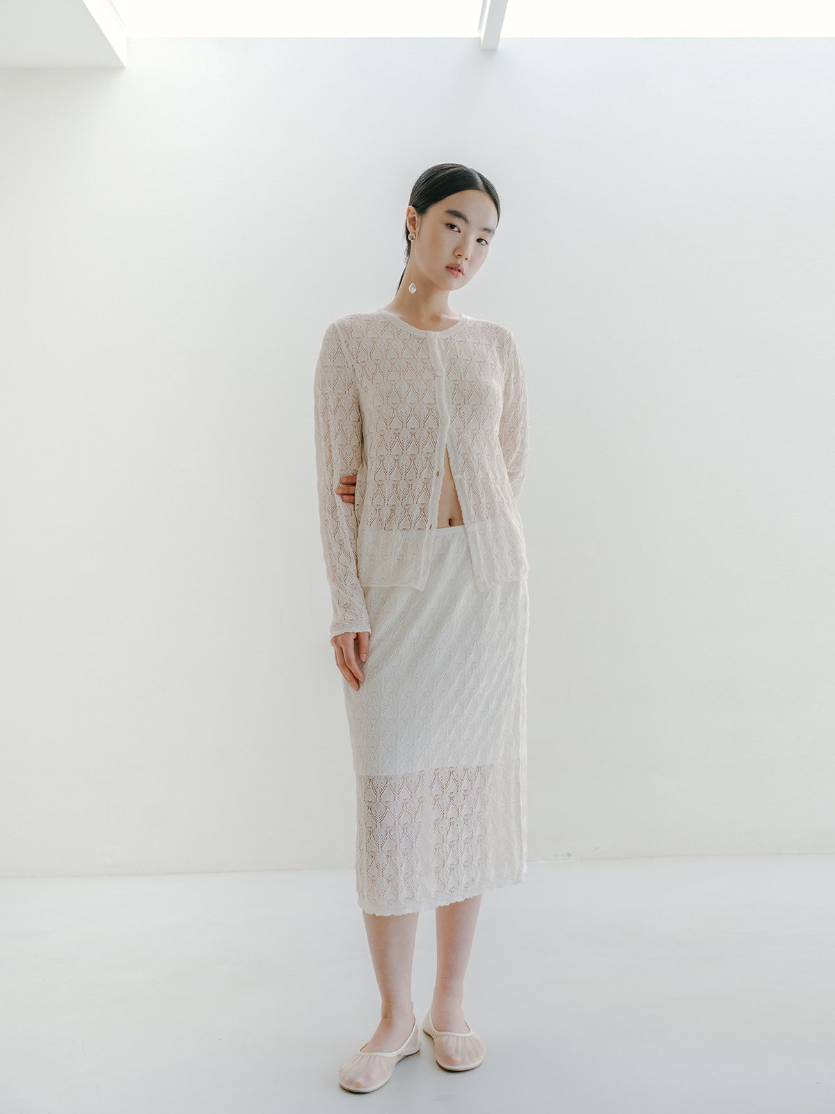 리플레인(REPLAIN) VISCOSE BLENDED LACE LAYERED SKIRT