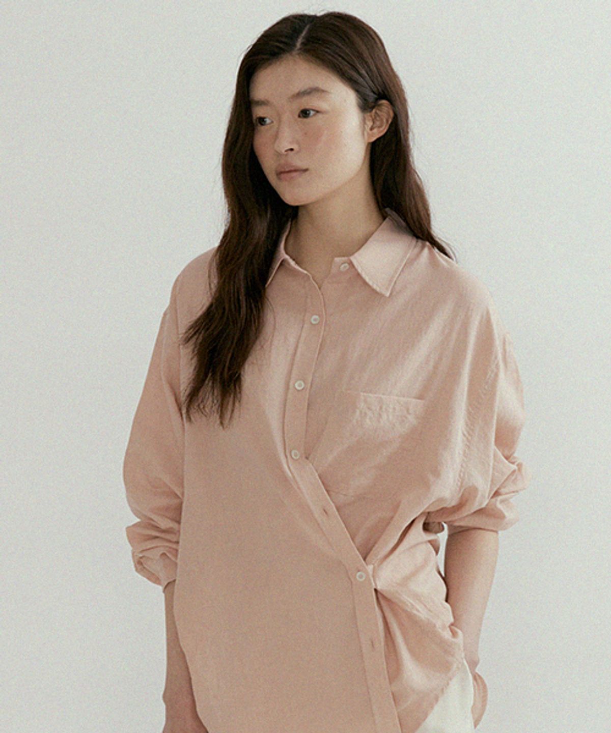 링서울(LINGSEOUL) linen bamboo blended wrap shirt-pink