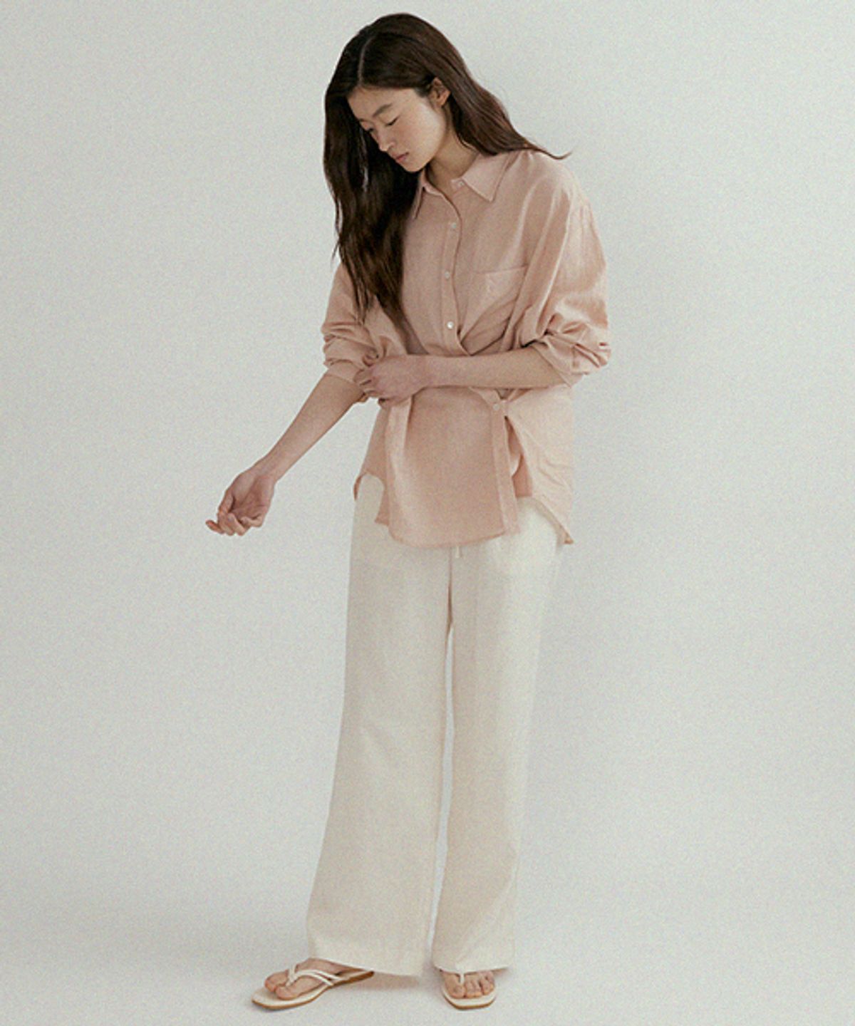 링서울(LINGSEOUL) linen bamboo blended wrap shirt-pink