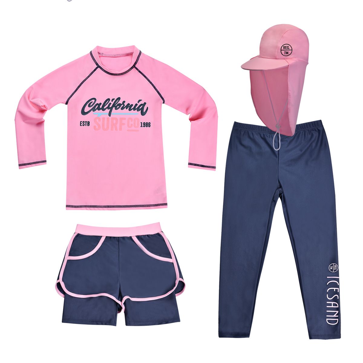 아이스샌드(ICESAND) 키즈 아동 주니어 래쉬가드(4피스)세트 BR-3010366