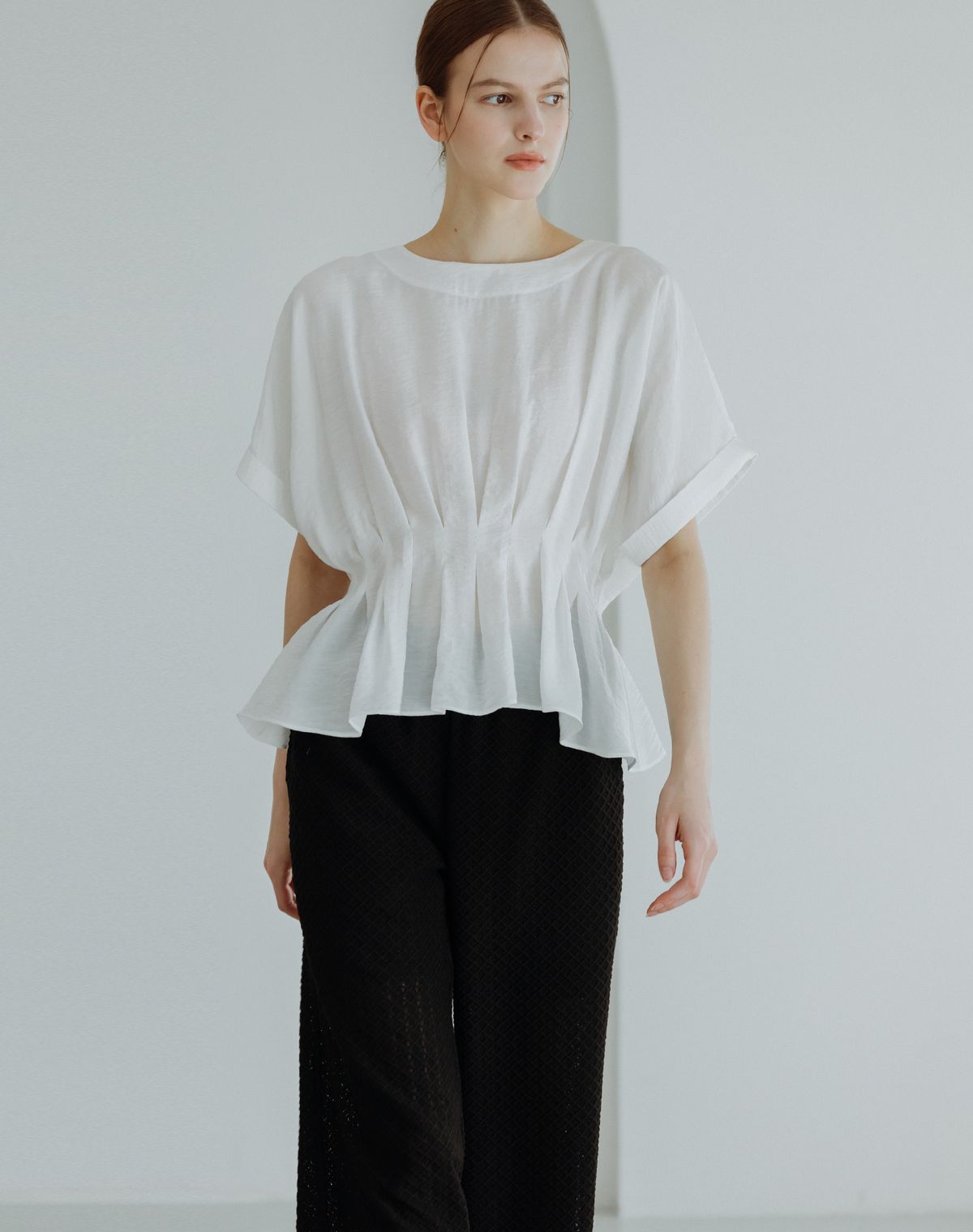 지에마르(GIEMAR) 레이스 밴딩 팬츠 블랙  LACE BANDING PANTS BLACK
