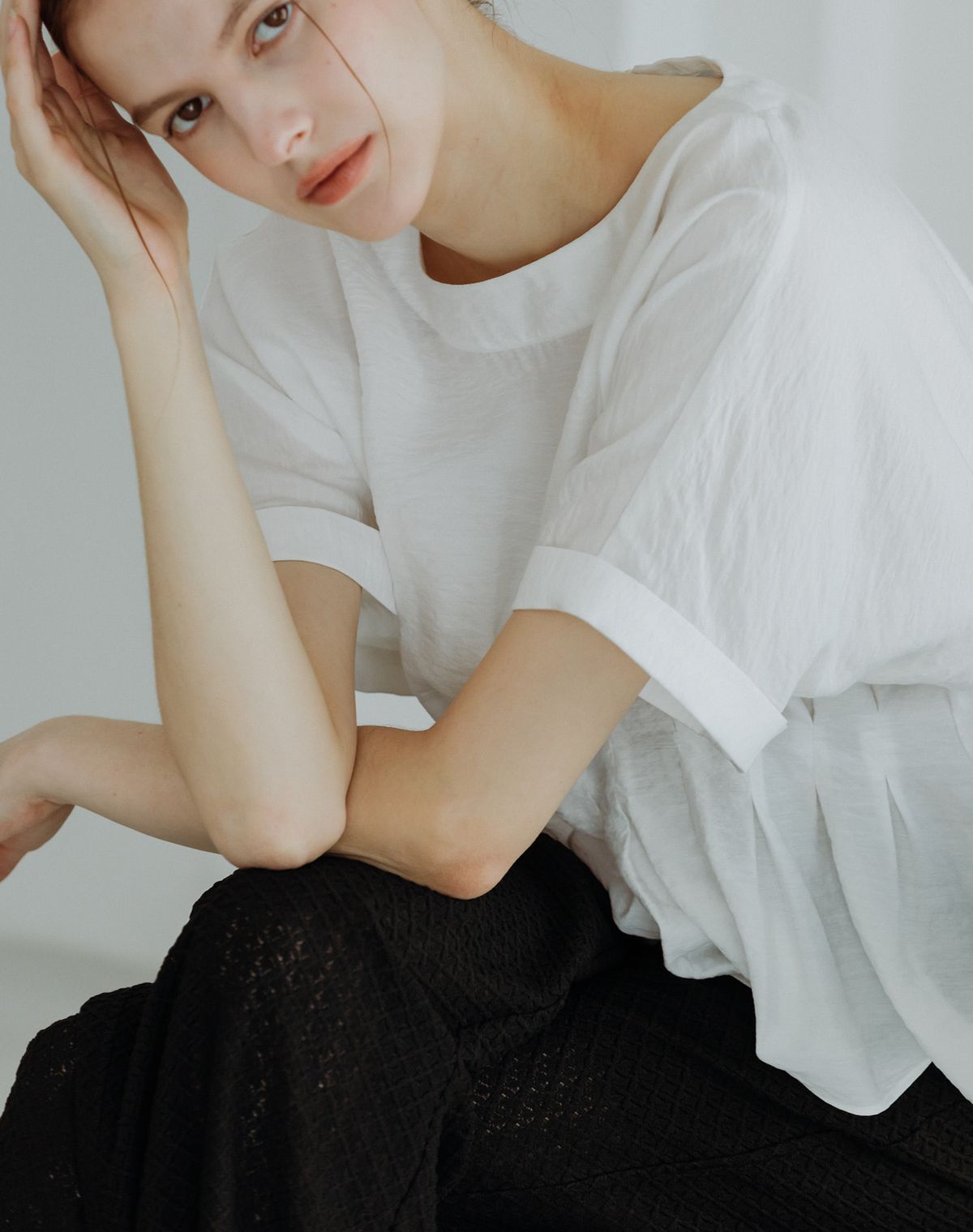 지에마르(GIEMAR) 레이스 밴딩 팬츠 블랙  LACE BANDING PANTS BLACK