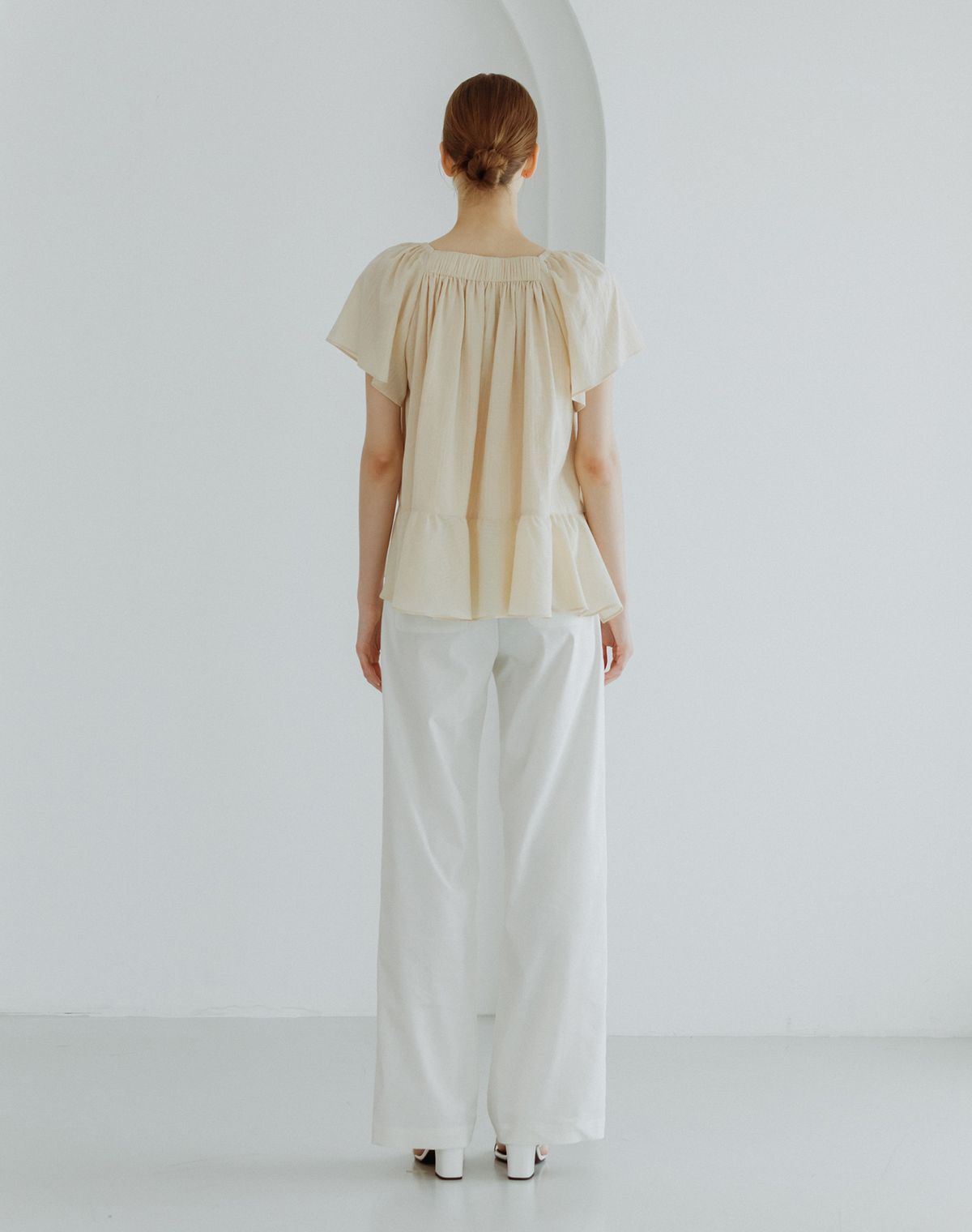 지에마르(GIEMAR) 러플 체크 블라우스 RUFFLE CHECK BLOUSE