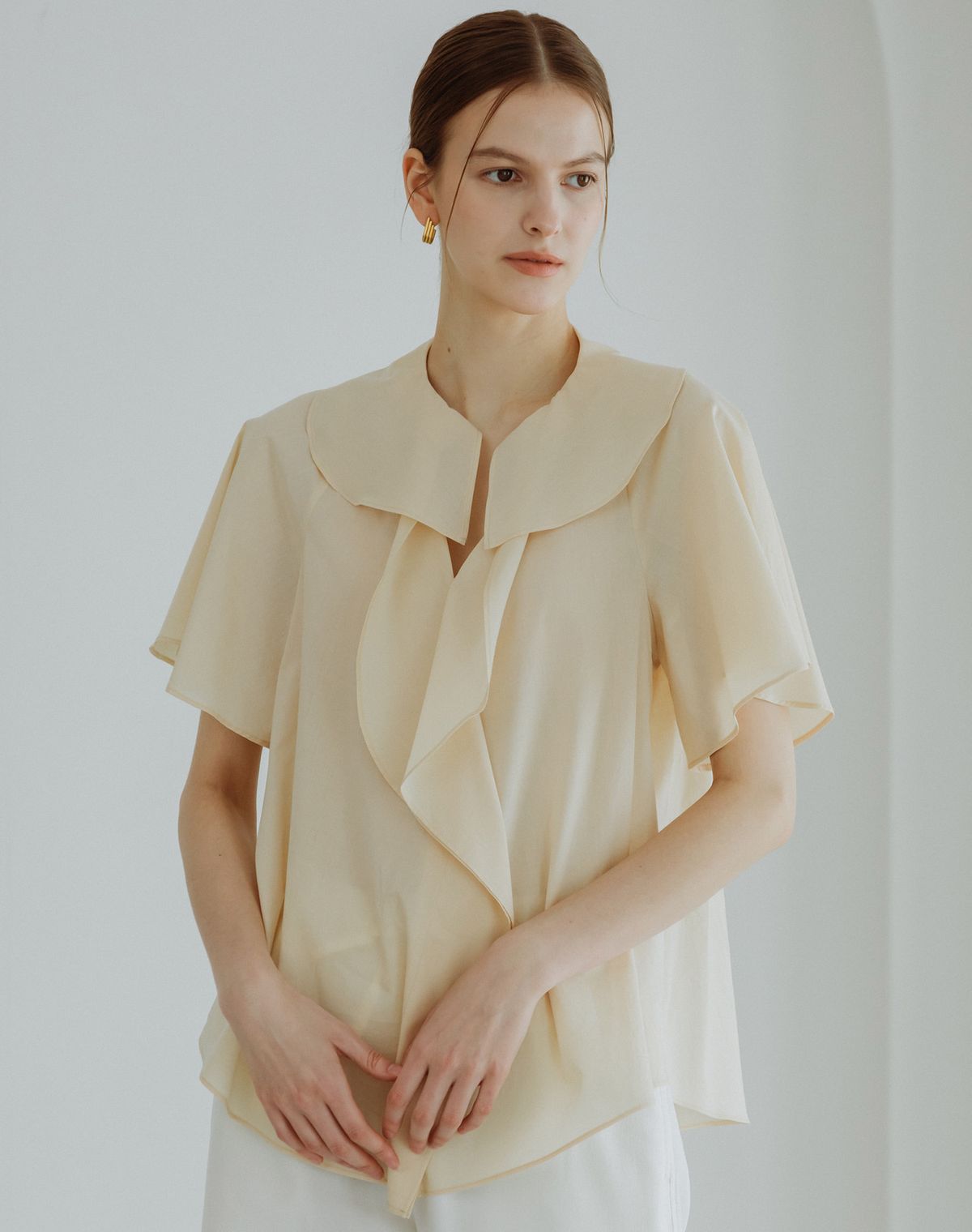지에마르(GIEMAR) 셔링 블라우스 그린 SHIRRING BLOUSE GREEN