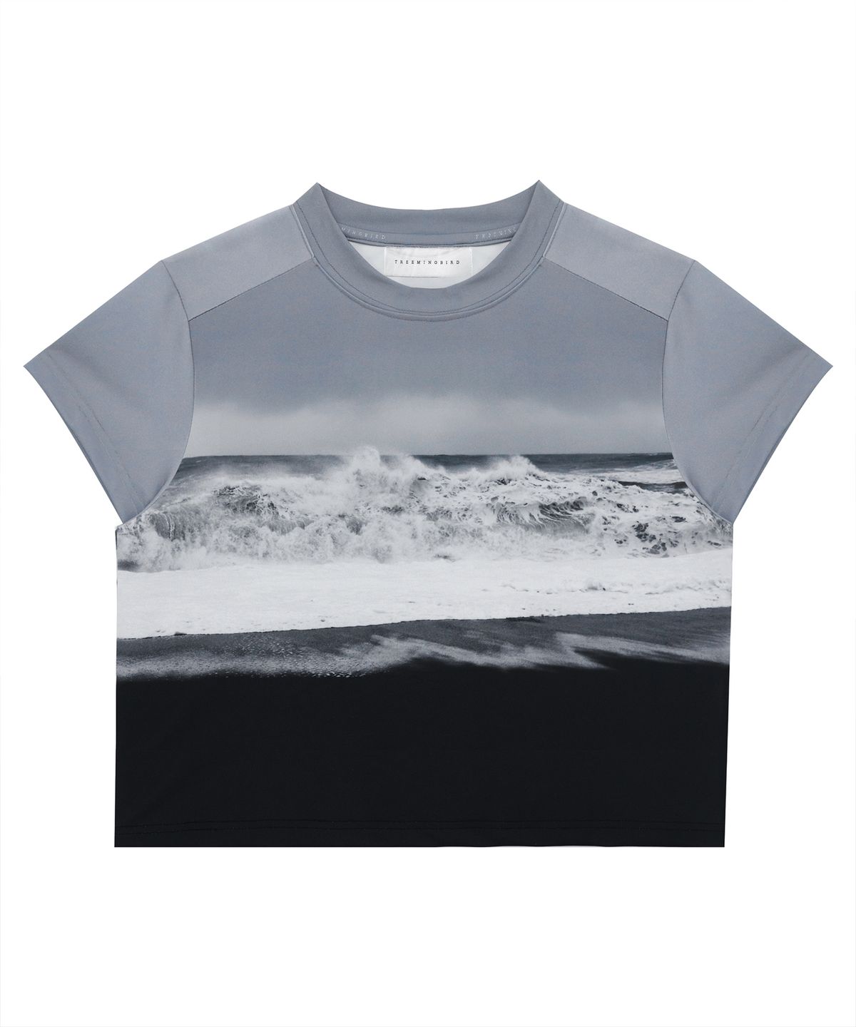 트리밍버드(TREEMINGBIRD) Summer Wave T-Shirts [ Light Blue Gray ]