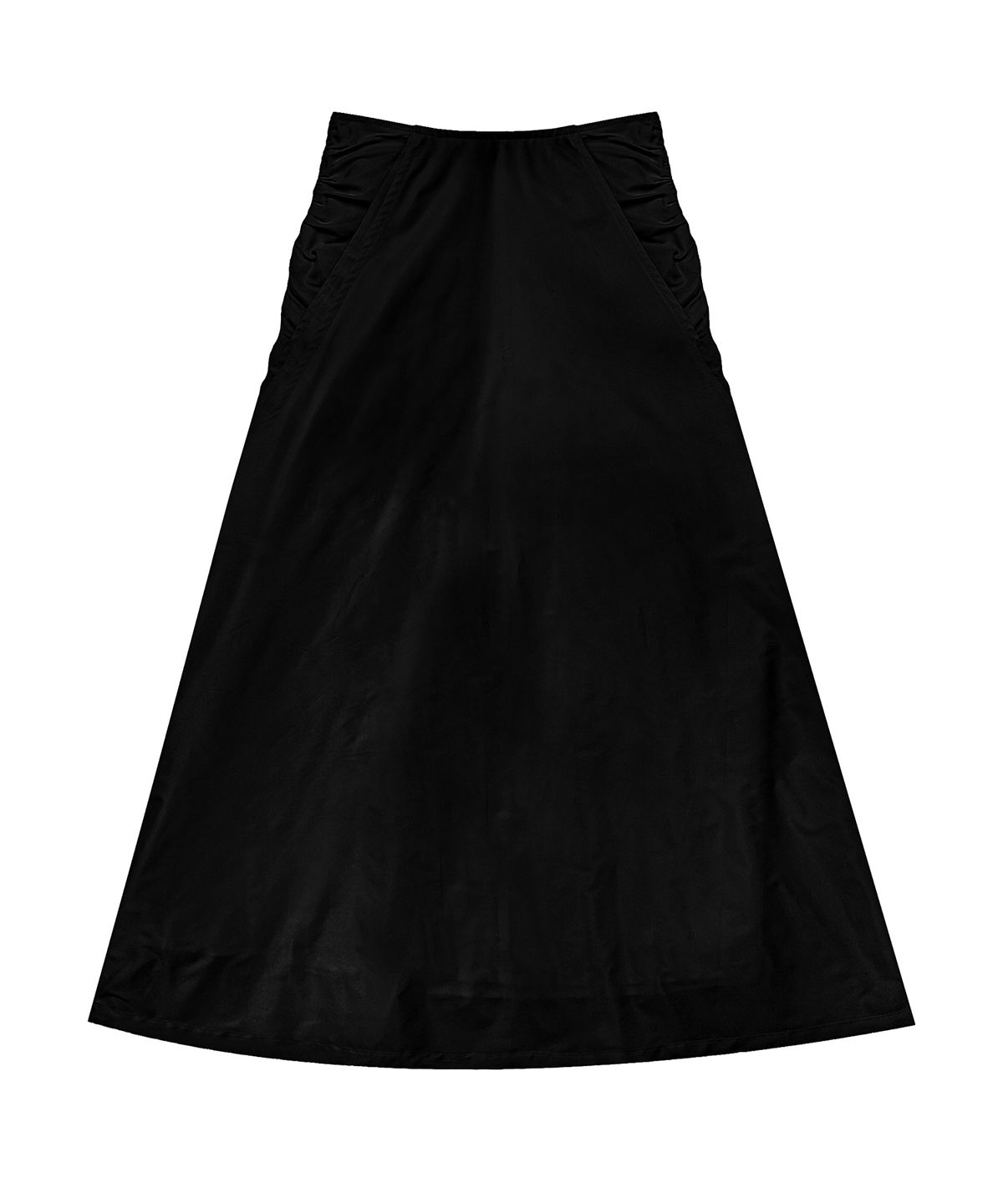 트리밍버드(TREEMINGBIRD) Shirring Layered Long Skirt [ Black ]