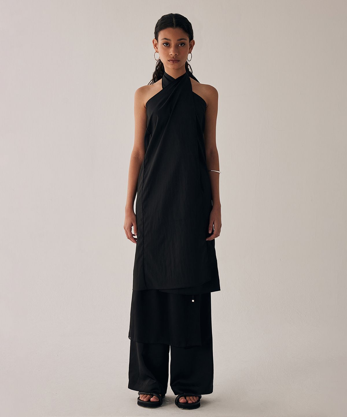 트리밍버드(TREEMINGBIRD) Layered Scarf Wrap [ Black ]