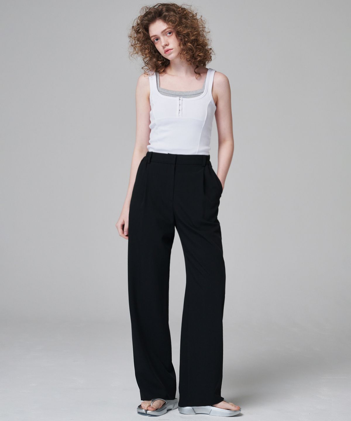 마롭(MALOUPE) 2146  스트레치 와이드팬츠 (블랙)