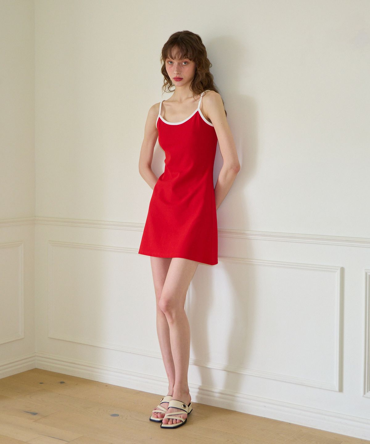 살롱 드 욘(SALON DE YOHN) Basic Pique Slip Dress_ Red