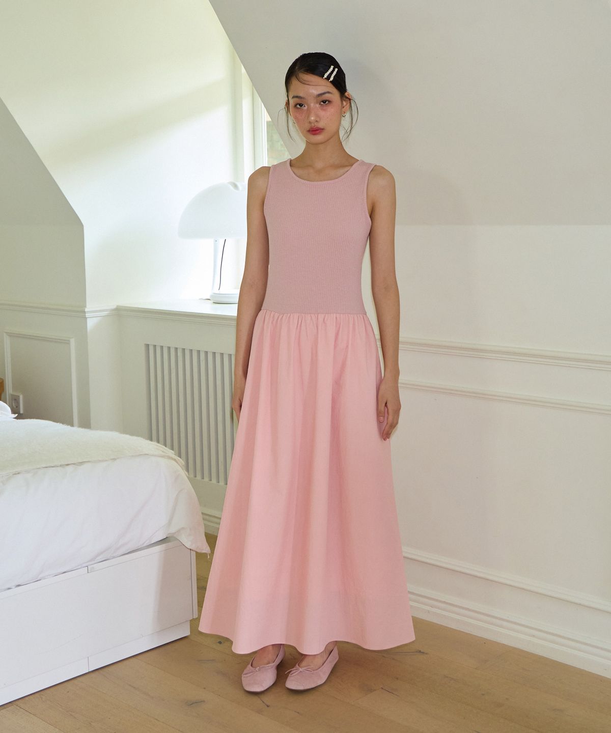 살롱 드 욘(SALON DE YOHN) Sleeveless Long Dress_ Pink