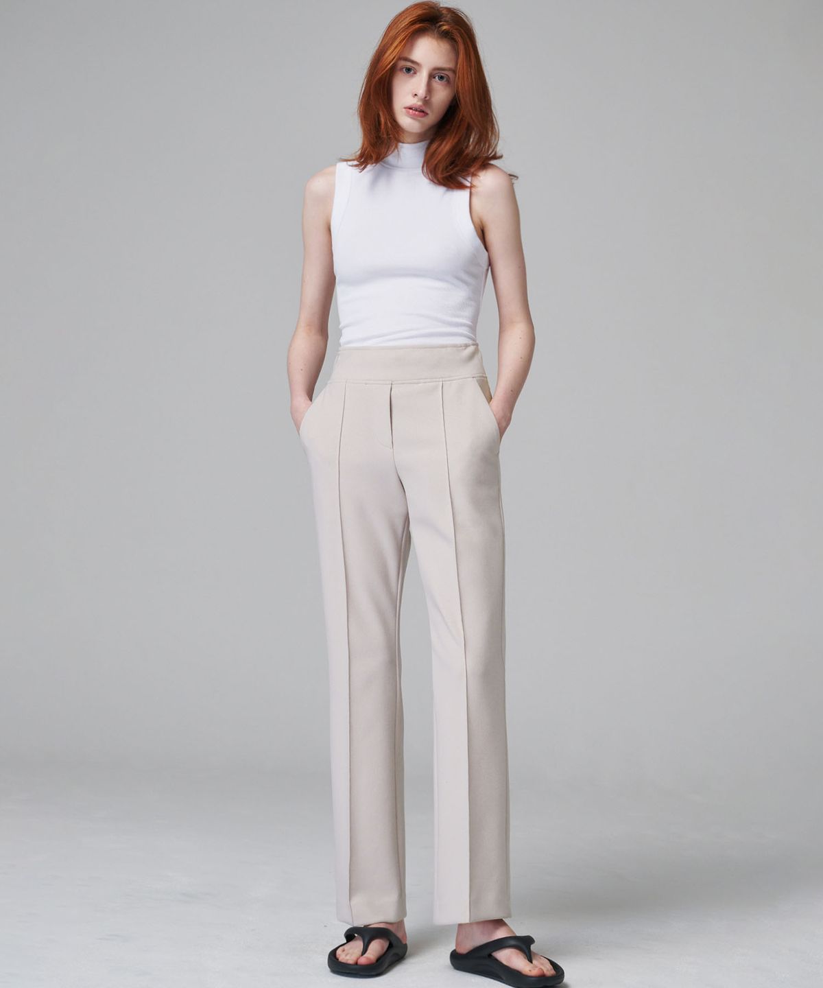 마롭(MALOUPE) 2149 밴딩 부츠컷 팬츠 (크림)