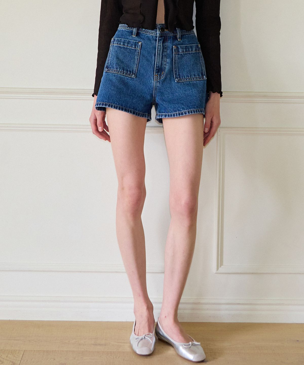 살롱 드 욘(SALON DE YOHN) Pocket Denim Shorts_ Blue