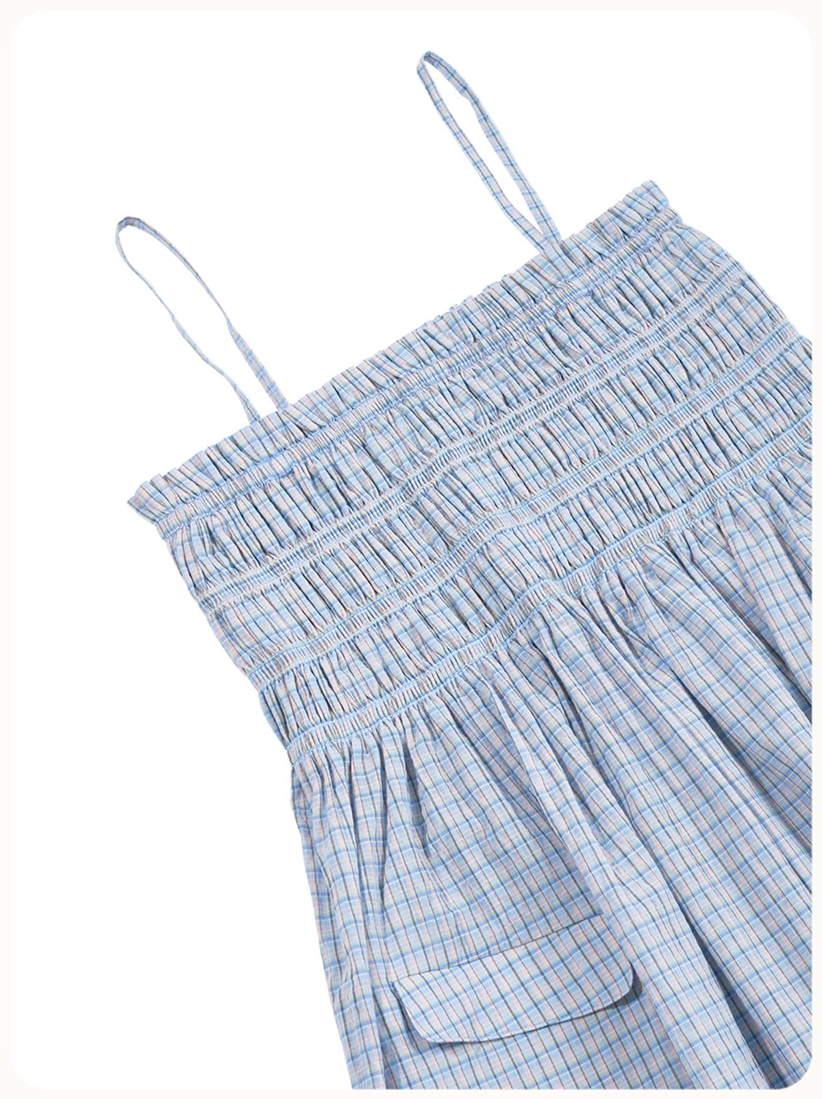 헬로 선라이즈(HELLO SUNRISE) HS Two Poket Mini Dress_Blue Check