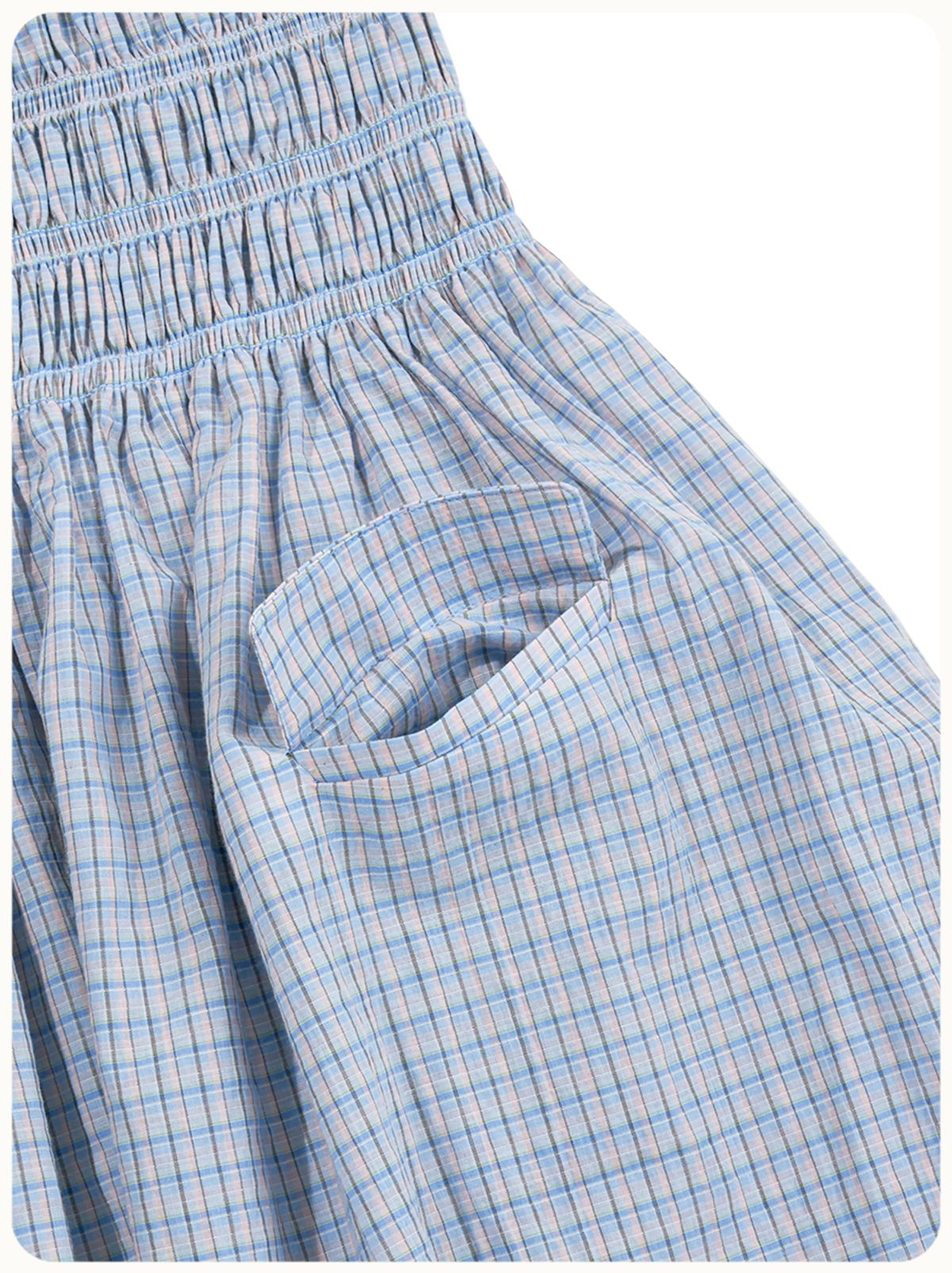 헬로 선라이즈(HELLO SUNRISE) HS Two Poket Mini Dress_Blue Check