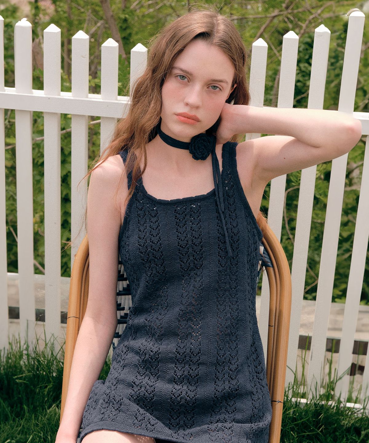 로라로라(ROLAROLA) ROSE STRAP SLEEVELESS ONEPIECE NAVY