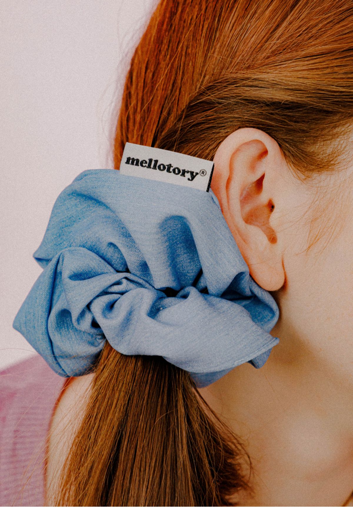 멜로토리(MELLOTORY) 베이직 데님 스크런치 (스카이블루)