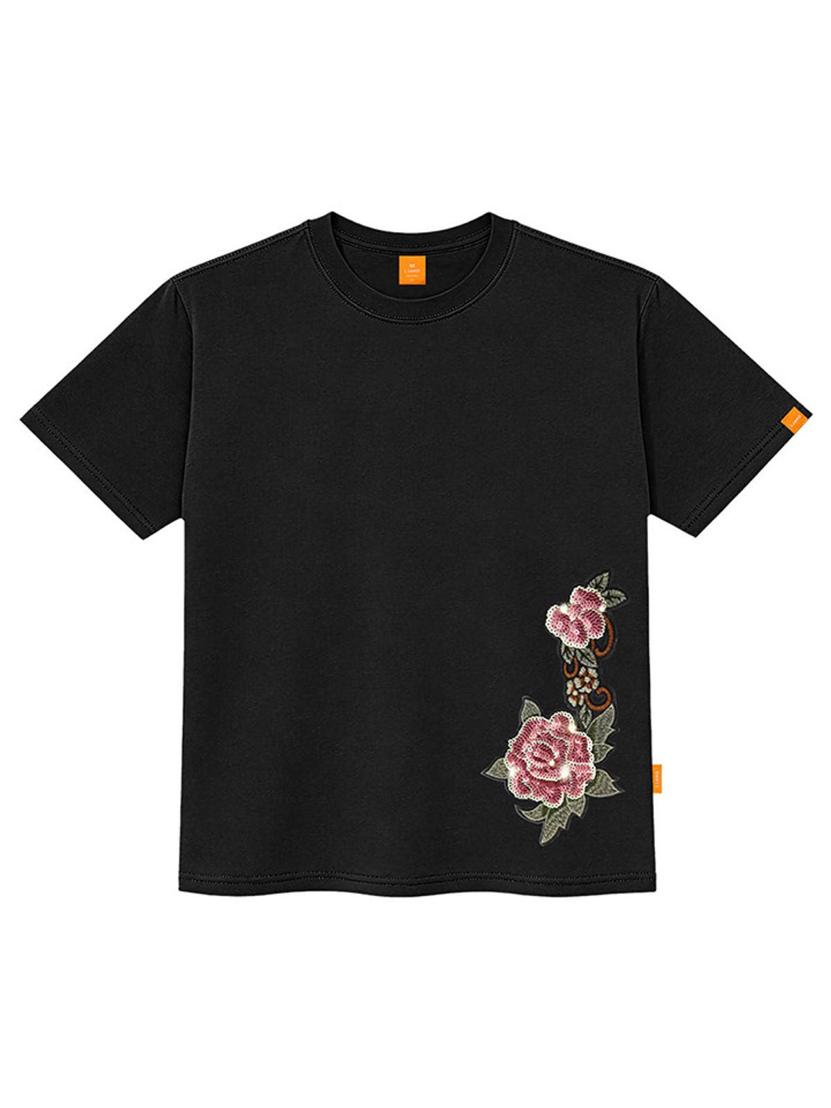 엘라모(LLAMO) 스팽글허리플라워 반팔티셔츠 남녀공용 빅사이즈 S~4XL