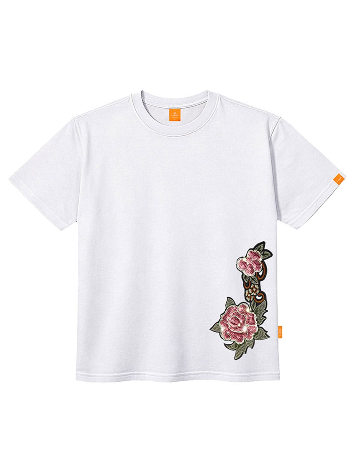 엘라모(LLAMO) 스팽글허리플라워 반팔티셔츠 남녀공용 빅사이즈 S~4XL