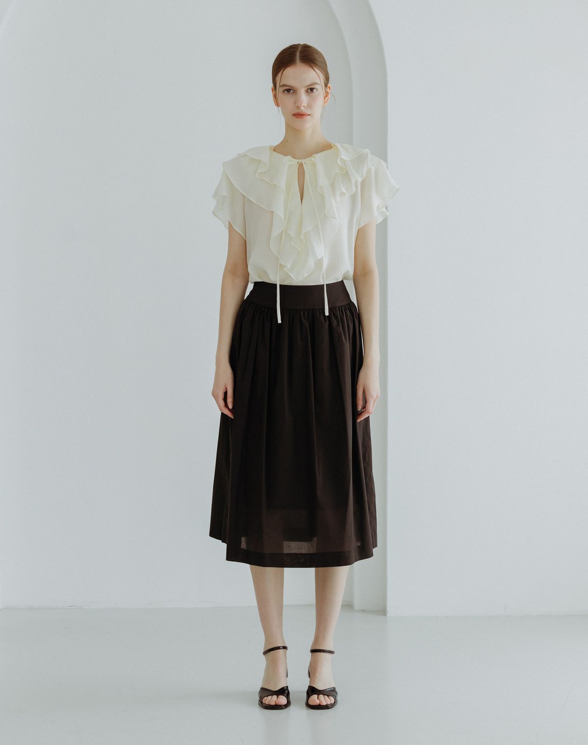 지에마르(GIEMAR) 플레어 스커트 블랙  FLARED SKIRT BLACK