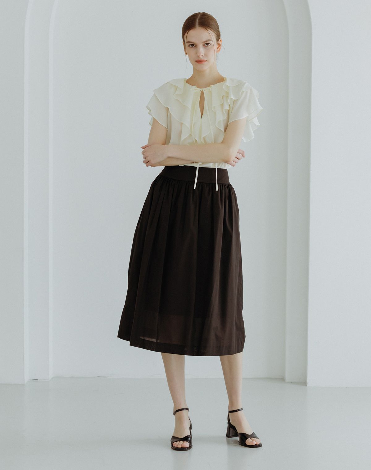 지에마르(GIEMAR) 플레어 스커트 블랙  FLARED SKIRT BLACK