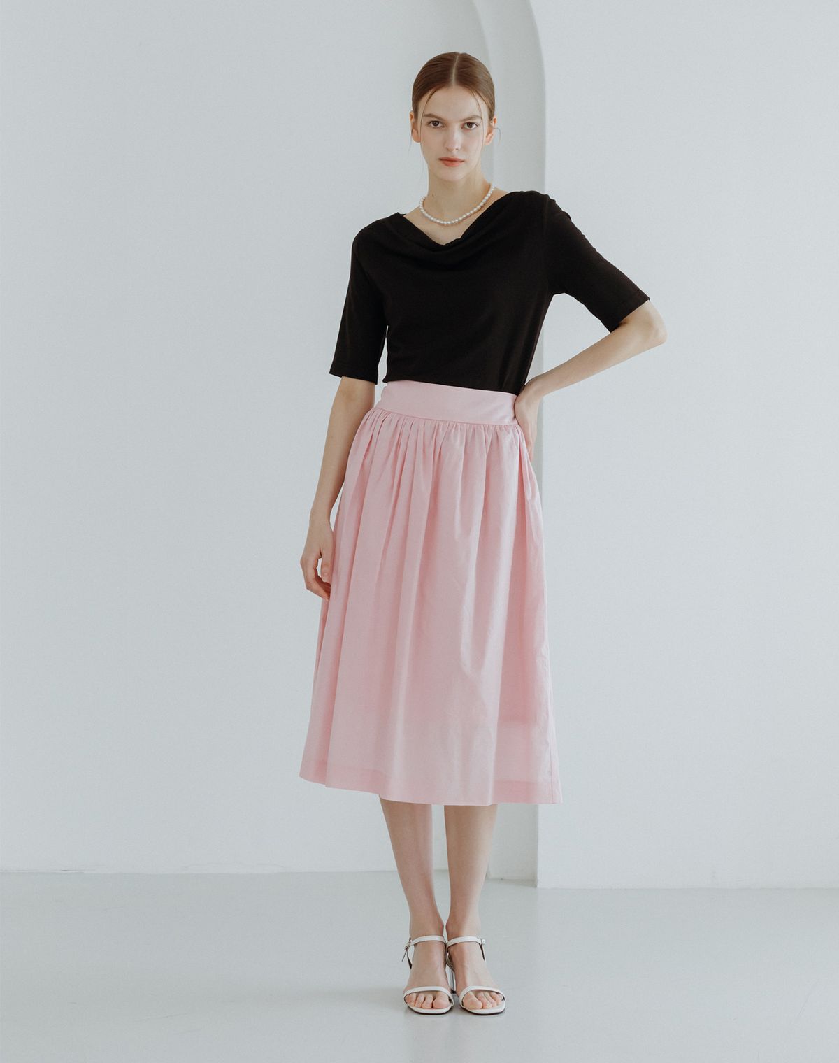 지에마르(GIEMAR) 플레어 스커트 핑크  FLARED SKIRT PINK