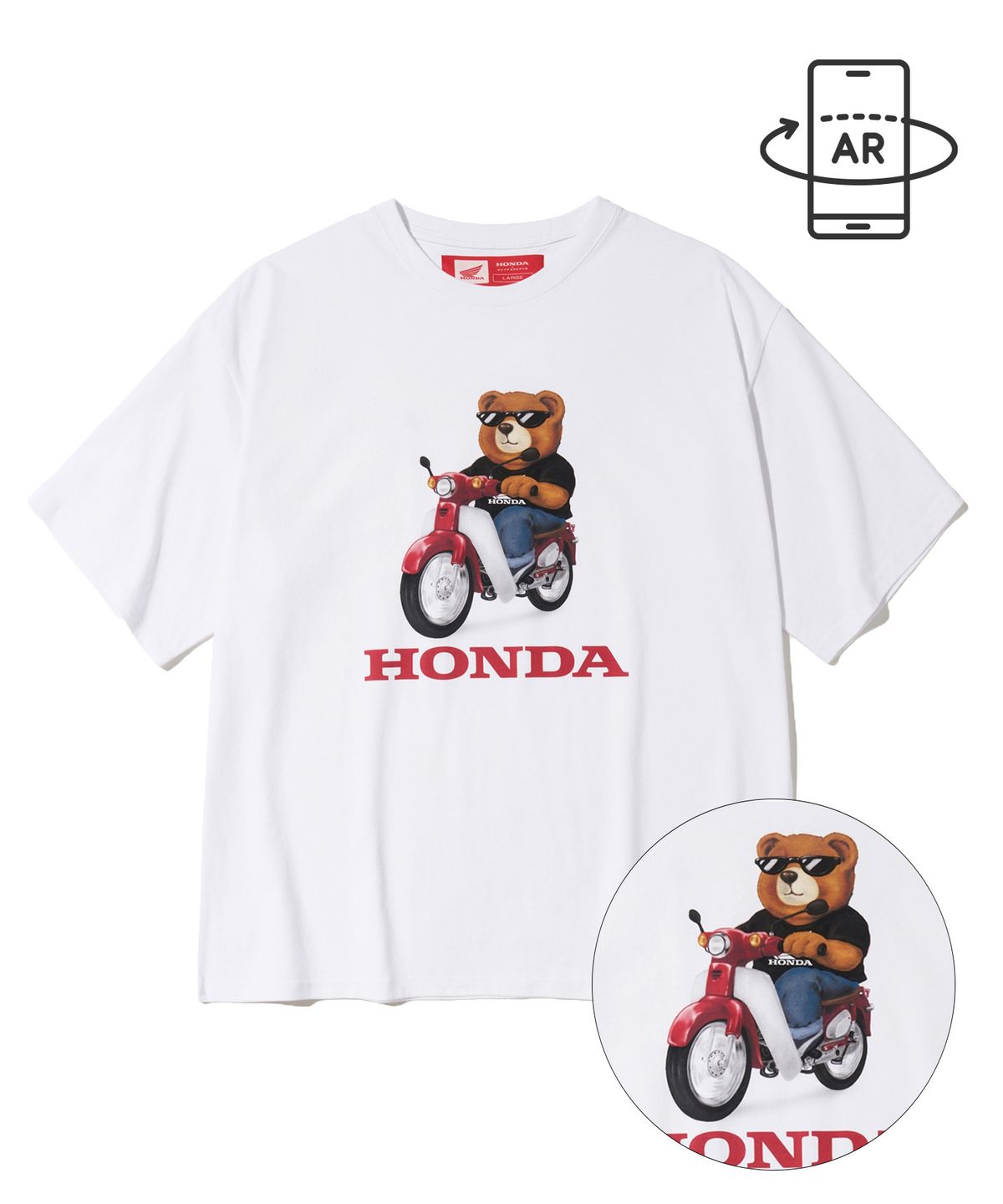 핍스 모터사이클(PHYPS MOTORCYCLE) Honda Bear T-shirt White