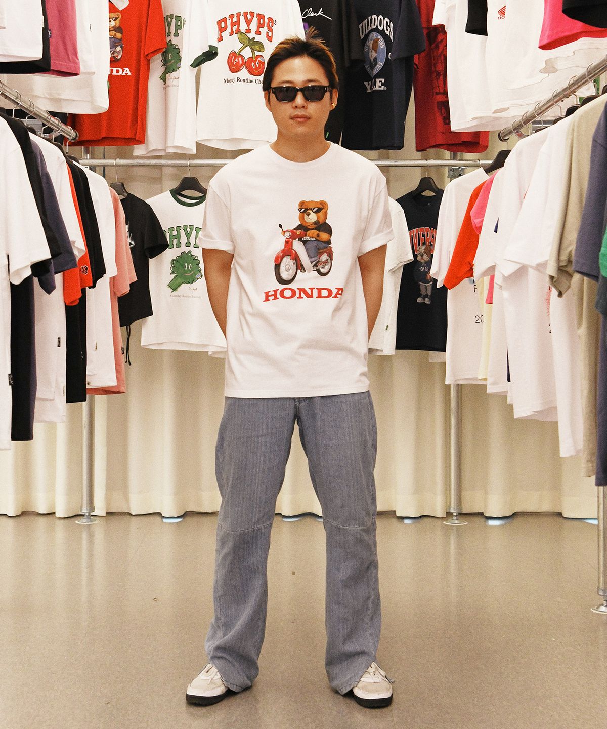 핍스 모터사이클(PHYPS MOTORCYCLE) Honda Bear T-shirt White