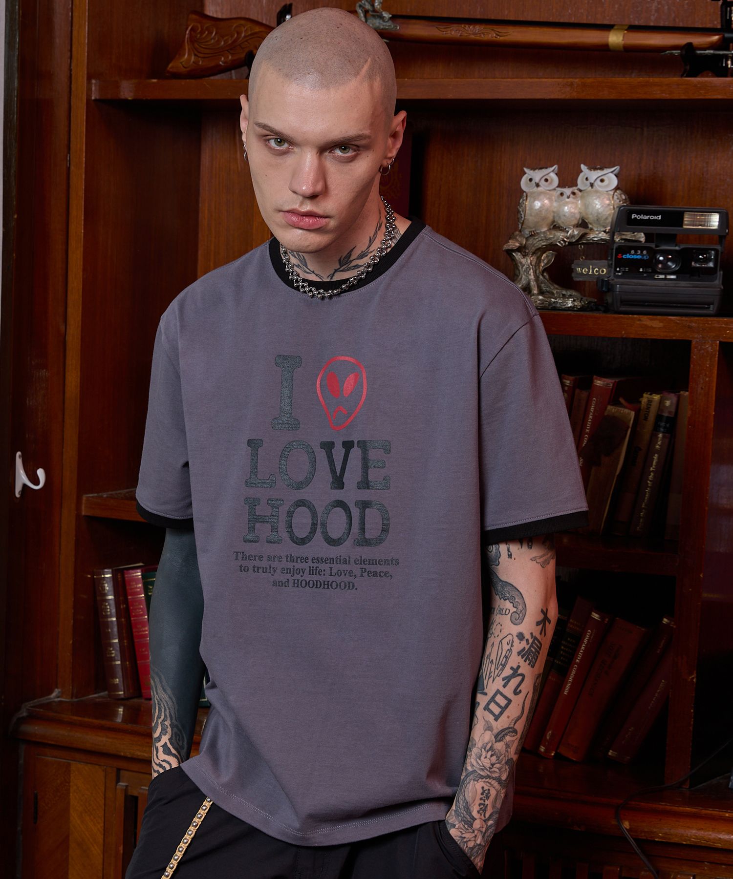 MUSINSA | HOODHOOD I LOVE HOOD ringer half sleeve T-shirt