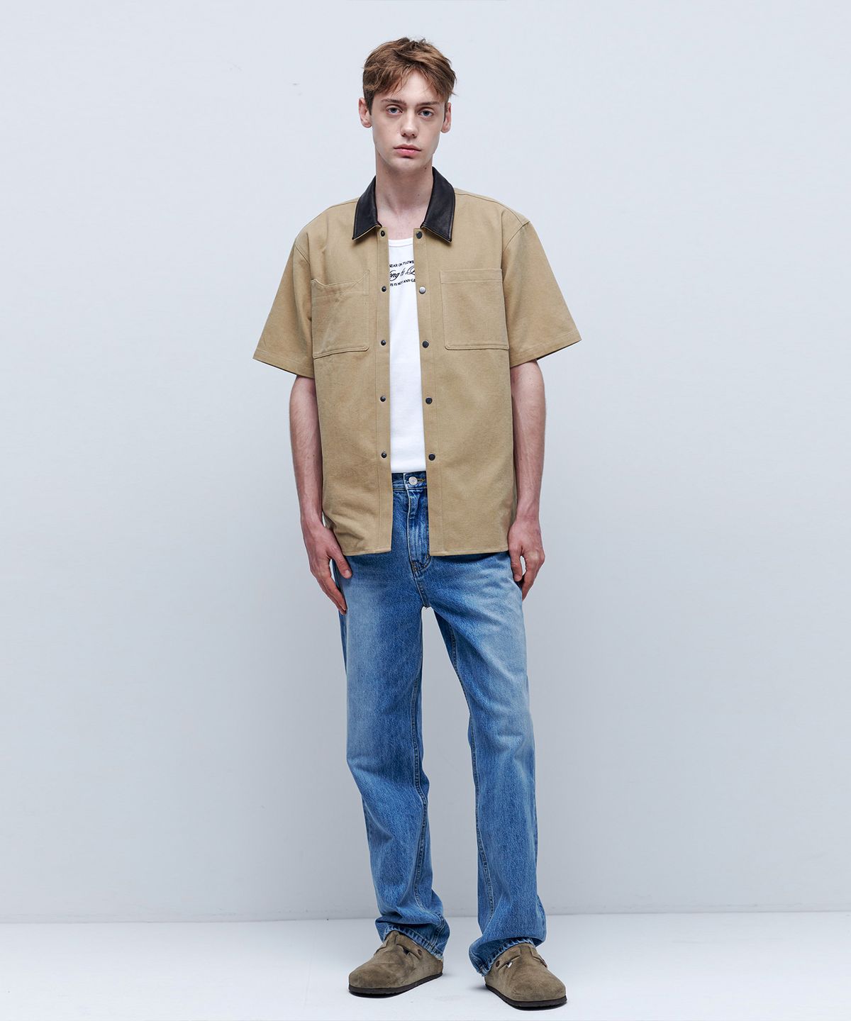애니타임로릭(ANYTIME LOREAK) SUNFLOWER WORK SHIRT - BEIGE