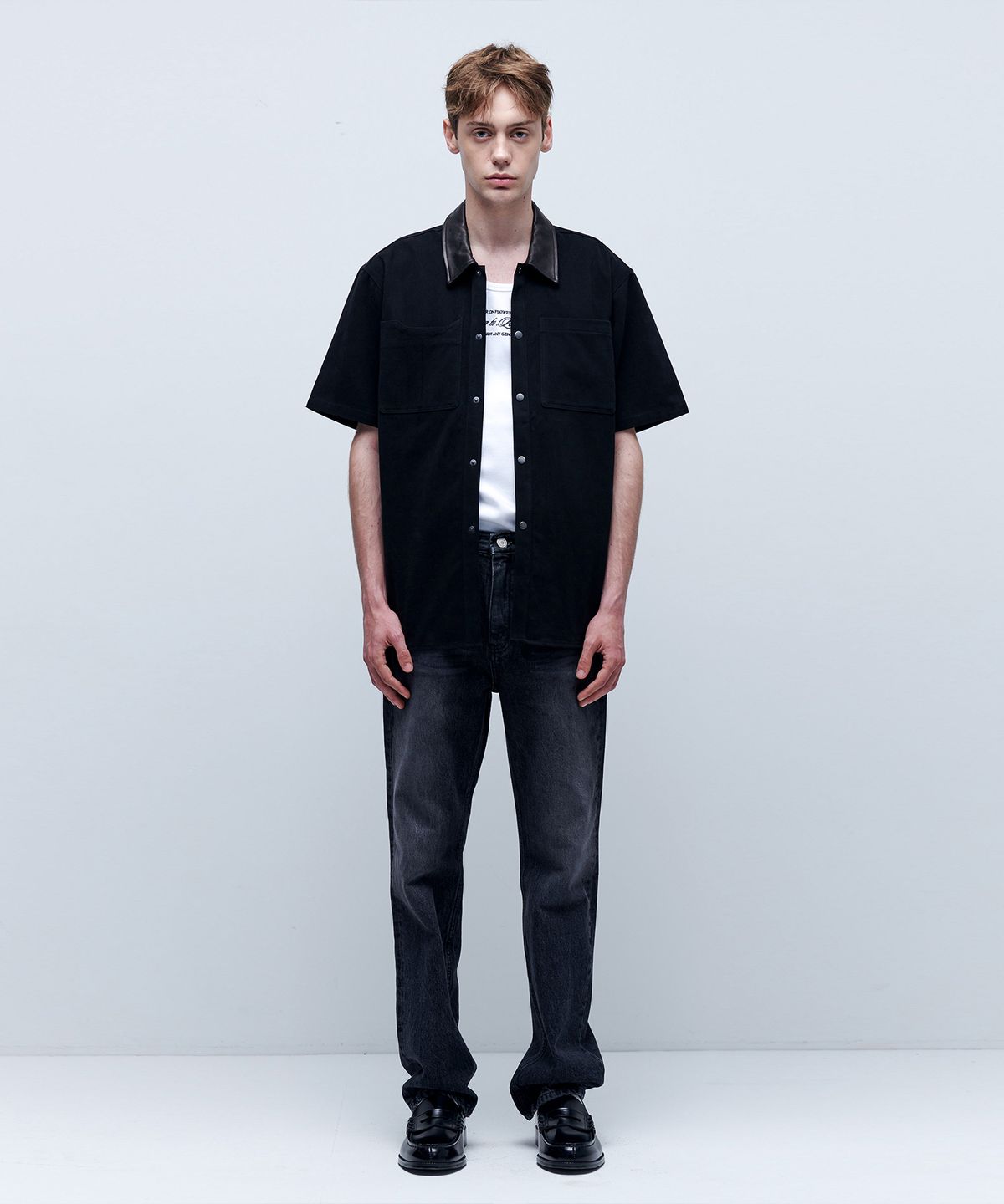 애니타임로릭(ANYTIME LOREAK) SUNFLOWER WORK SHIRT - BLACK