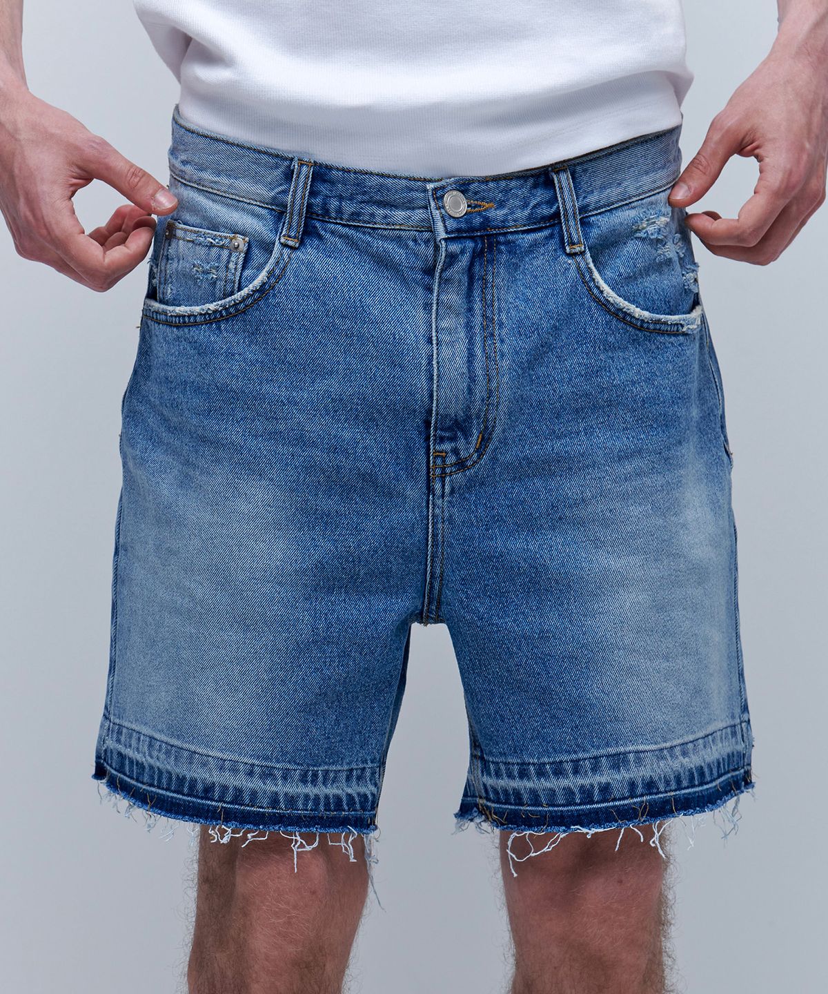 애니타임로릭(ANYTIME LOREAK) PEONY DENIM SHORTS - BLUE