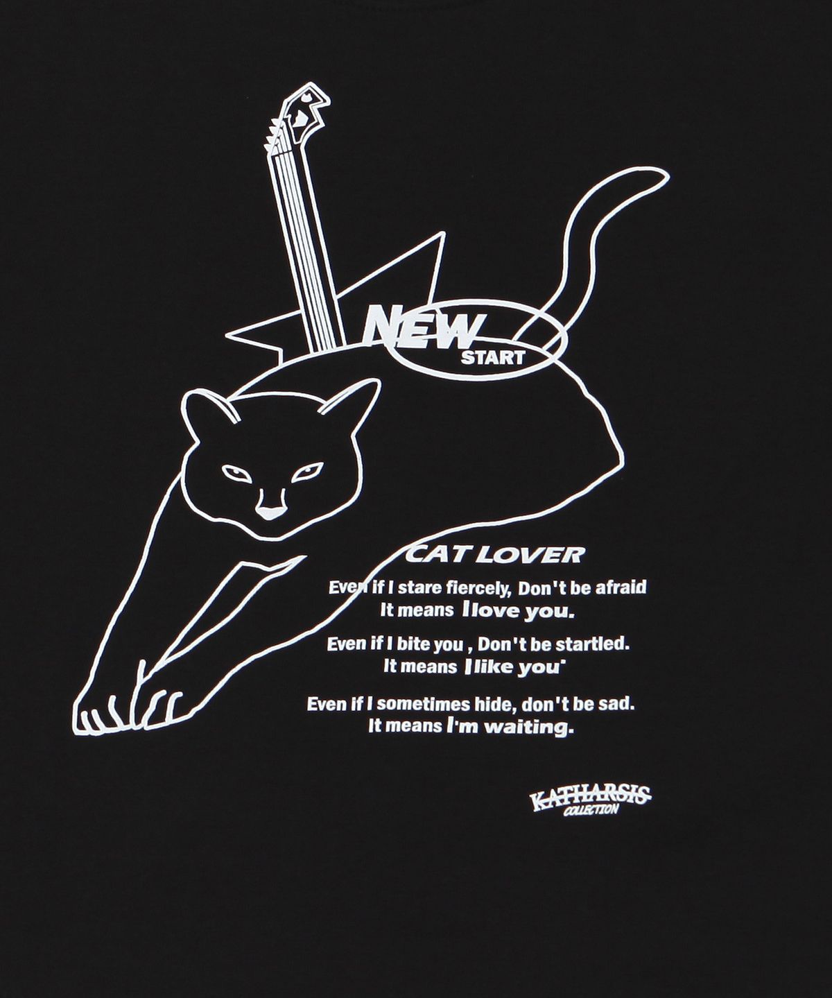카타르시스(KATHARSIS) 캣 러버 세미 크롭 티셔츠 블랙 ONE SIZE