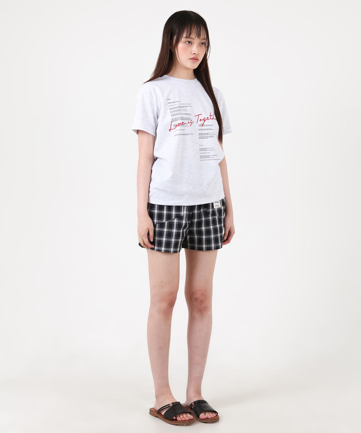 카타르시스(KATHARSIS) 럽 이즈 투게더 레터링 티셔츠 라이트그레이 ONE SIZE