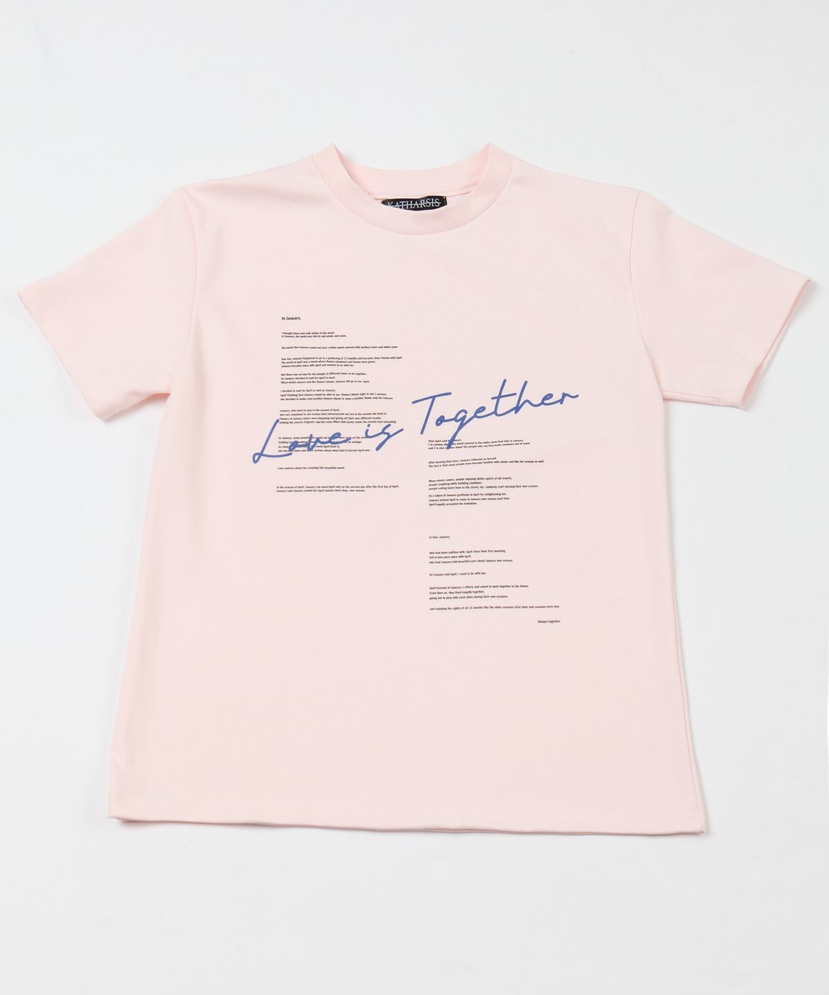 카타르시스(KATHARSIS) 럽 이즈 투게더 레터링 티셔츠 핑크 ONE SIZE