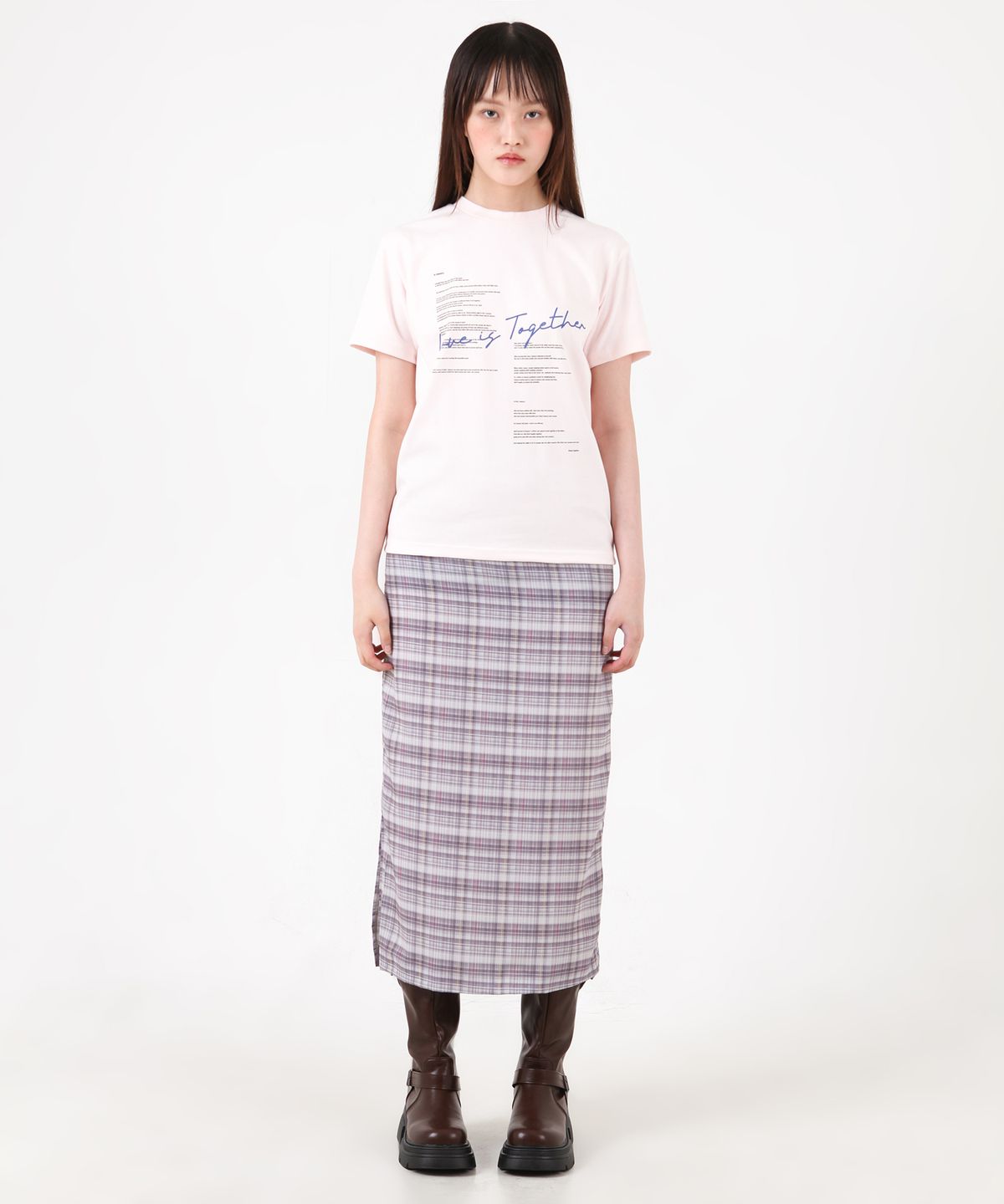 카타르시스(KATHARSIS) 럽 이즈 투게더 레터링 티셔츠 핑크 ONE SIZE