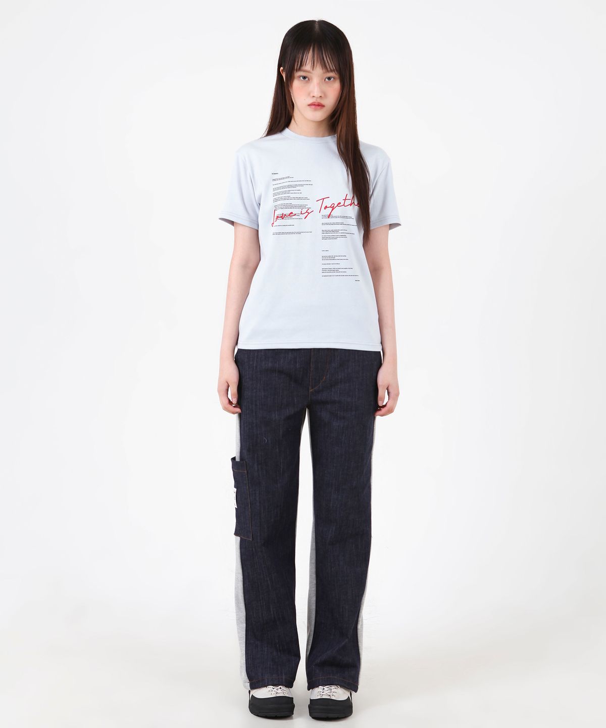 카타르시스(KATHARSIS) 럽 이즈 투게더 레터링 티셔츠 스카이블루 ONE SIZE