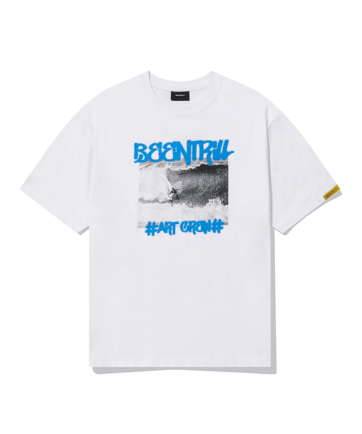 빈트릴(BEENTRILL) 서핑 앤 비치 스프레이 오버핏 반팔 티셔츠(화이트)
