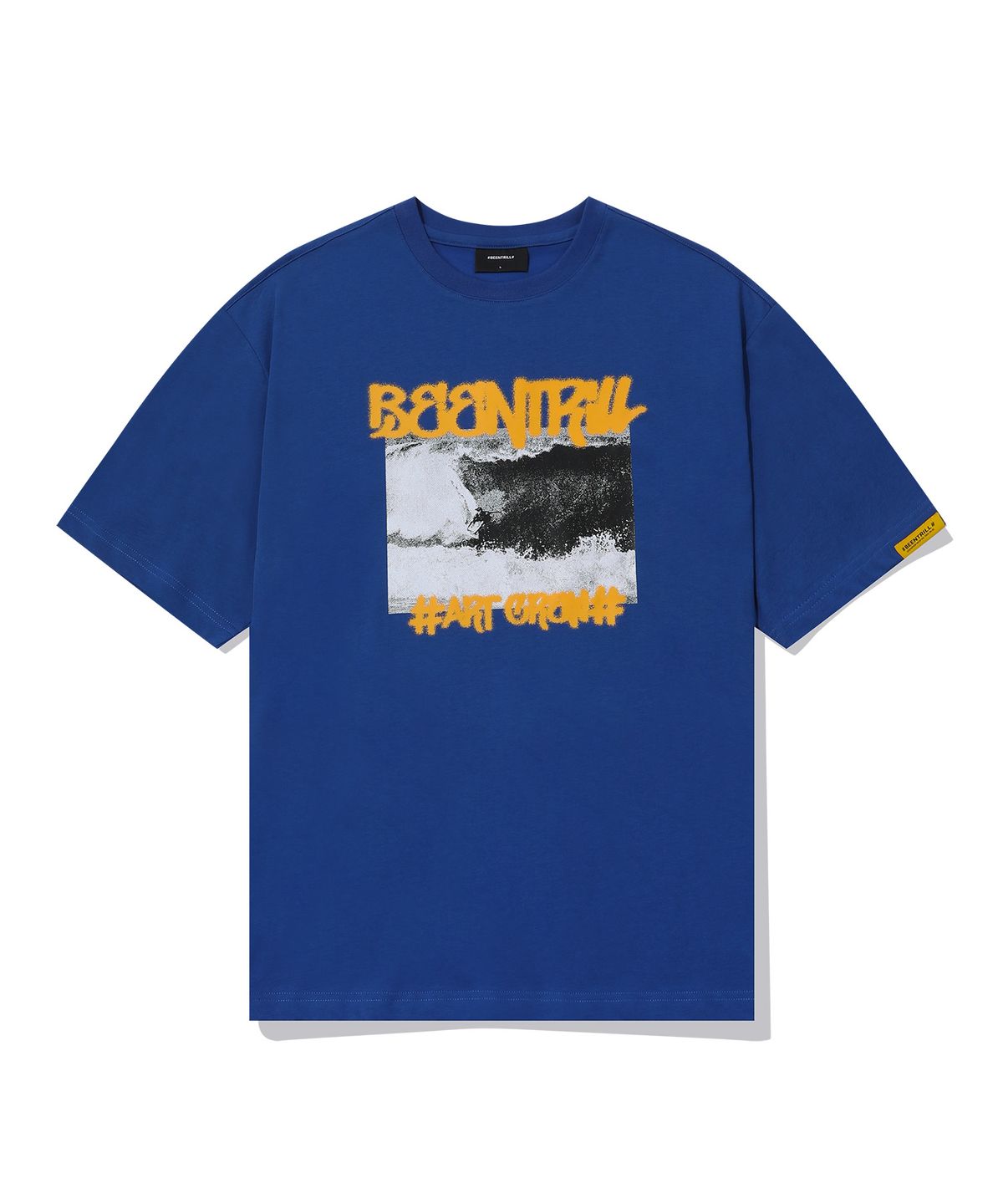 빈트릴(BEENTRILL) 서핑 앤 비치 스프레이 오버핏 반팔 티셔츠(다크 블루)