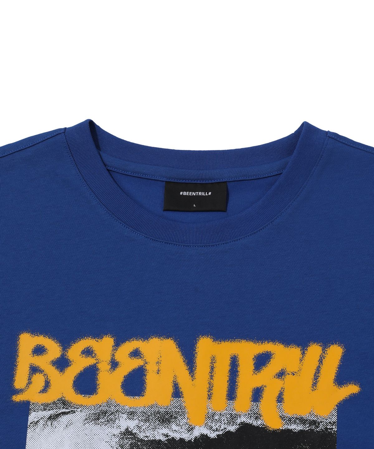 빈트릴(BEENTRILL) 서핑 앤 비치 스프레이 오버핏 반팔 티셔츠(다크 블루)