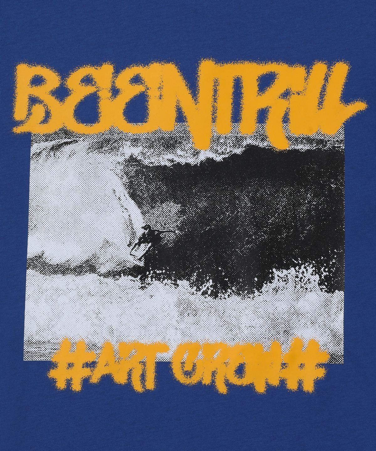 빈트릴(BEENTRILL) 서핑 앤 비치 스프레이 오버핏 반팔 티셔츠(다크 블루)