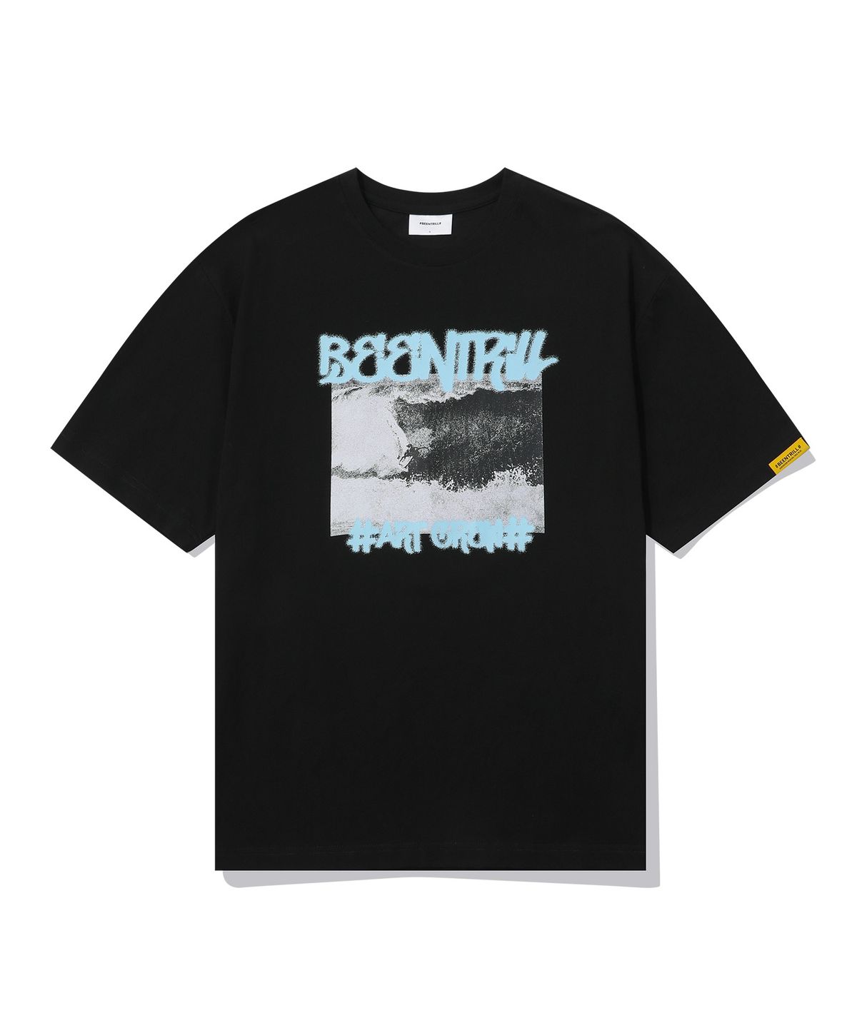 빈트릴(BEENTRILL) 서핑 앤 비치 스프레이 오버핏 반팔 티셔츠(블랙)