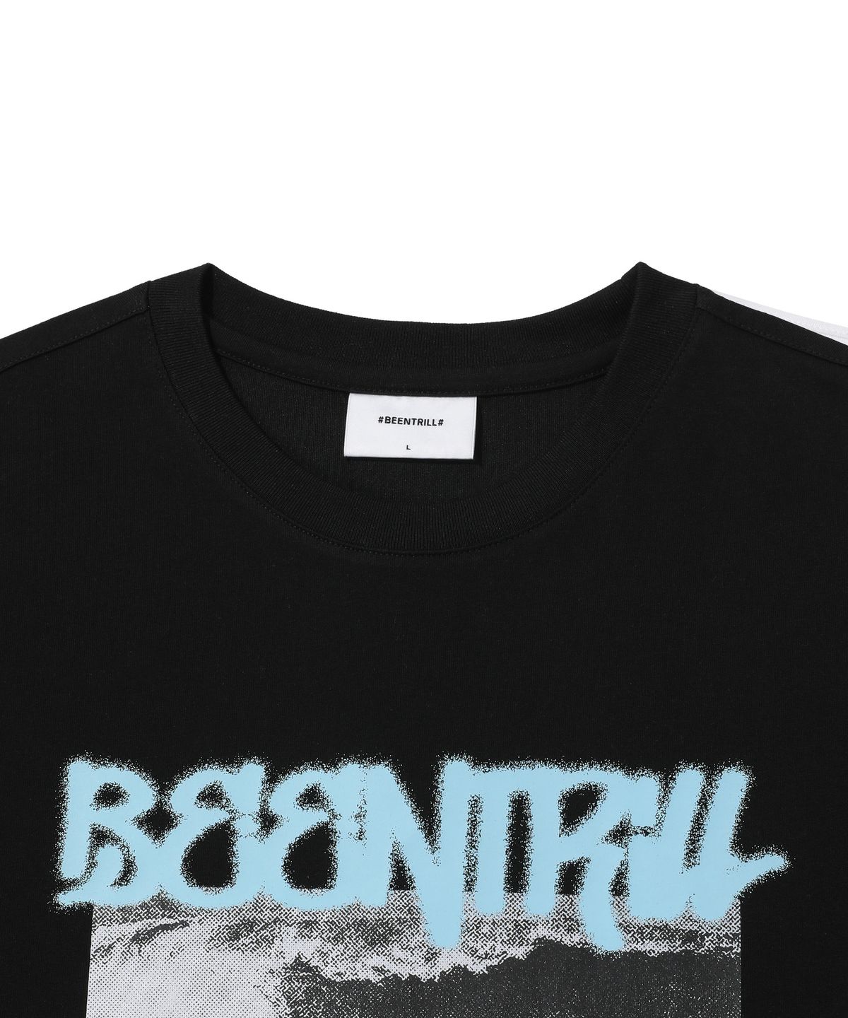 빈트릴(BEENTRILL) 서핑 앤 비치 스프레이 오버핏 반팔 티셔츠(블랙)
