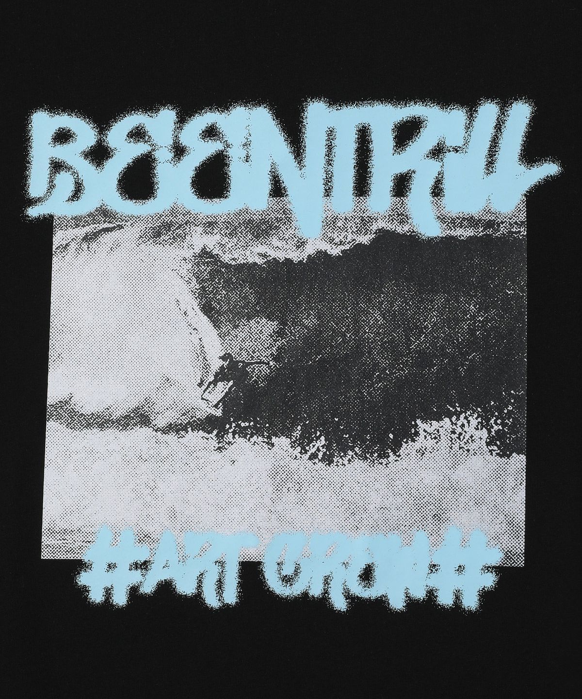 빈트릴(BEENTRILL) 서핑 앤 비치 스프레이 오버핏 반팔 티셔츠(블랙)