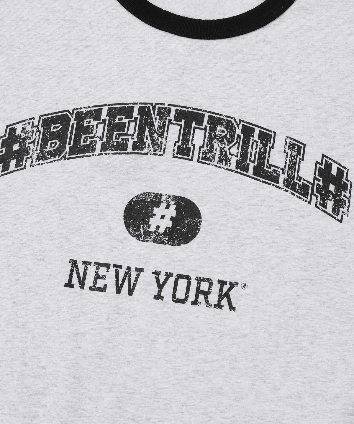 빈트릴(BEENTRILL) 콜리지 링거 오버핏 반팔 티셔츠(아이스 그레이)
