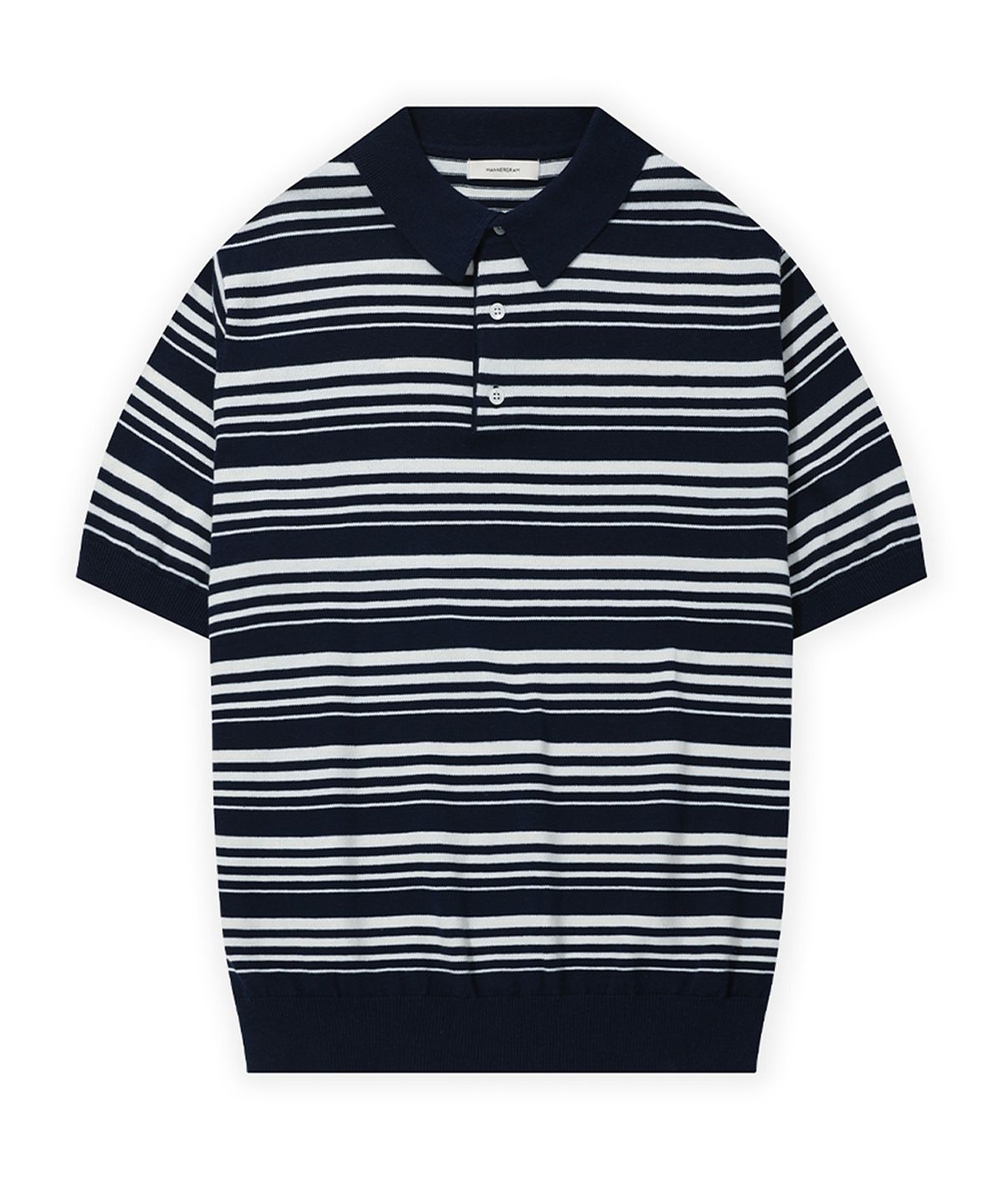 매너그램(MANNERGRAM) Nature Cotton100 스트라이프 카라 반팔니트 - 5 COLOR