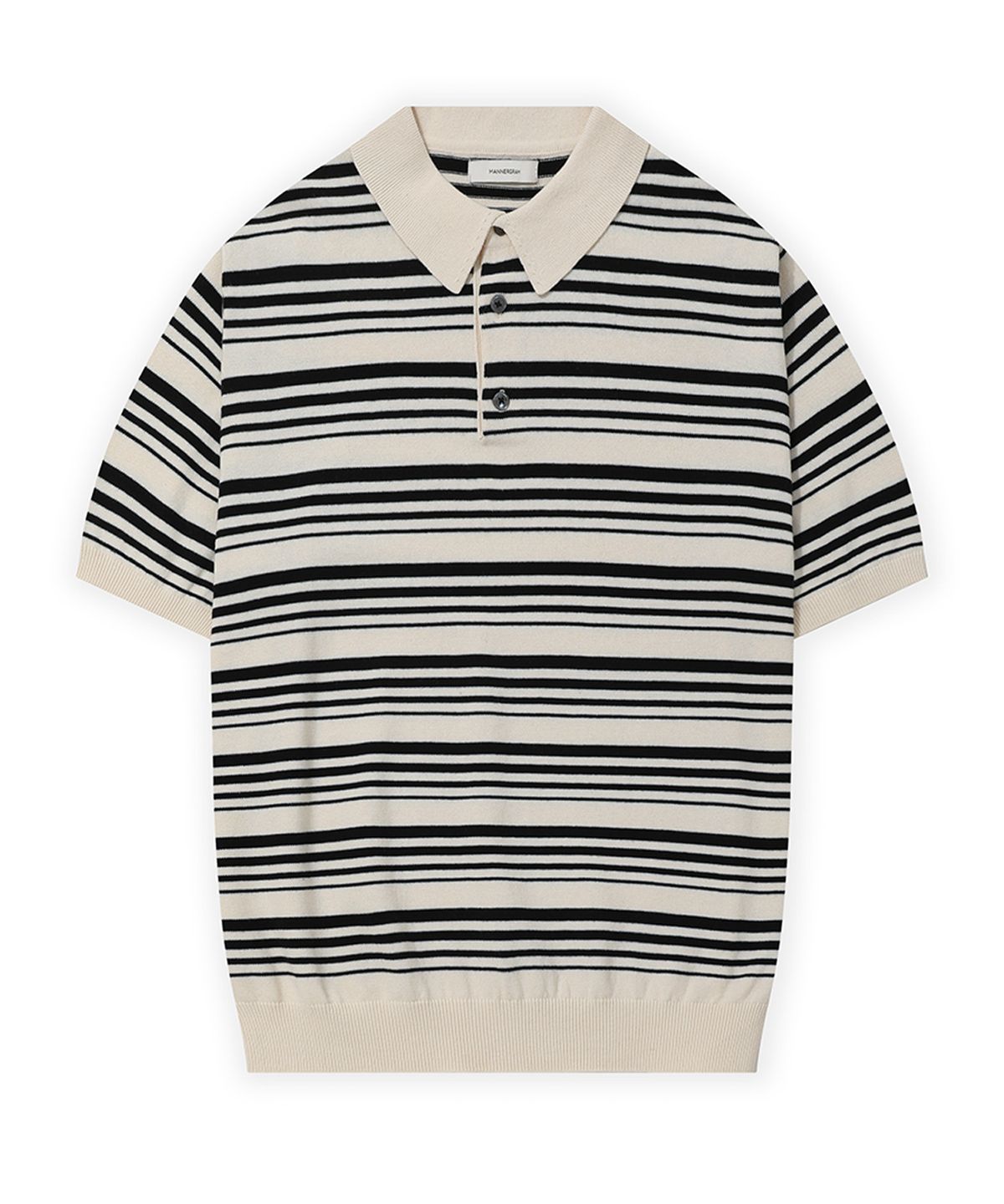 매너그램(MANNERGRAM) Nature Cotton100 스트라이프 카라 반팔니트 - 5 COLOR