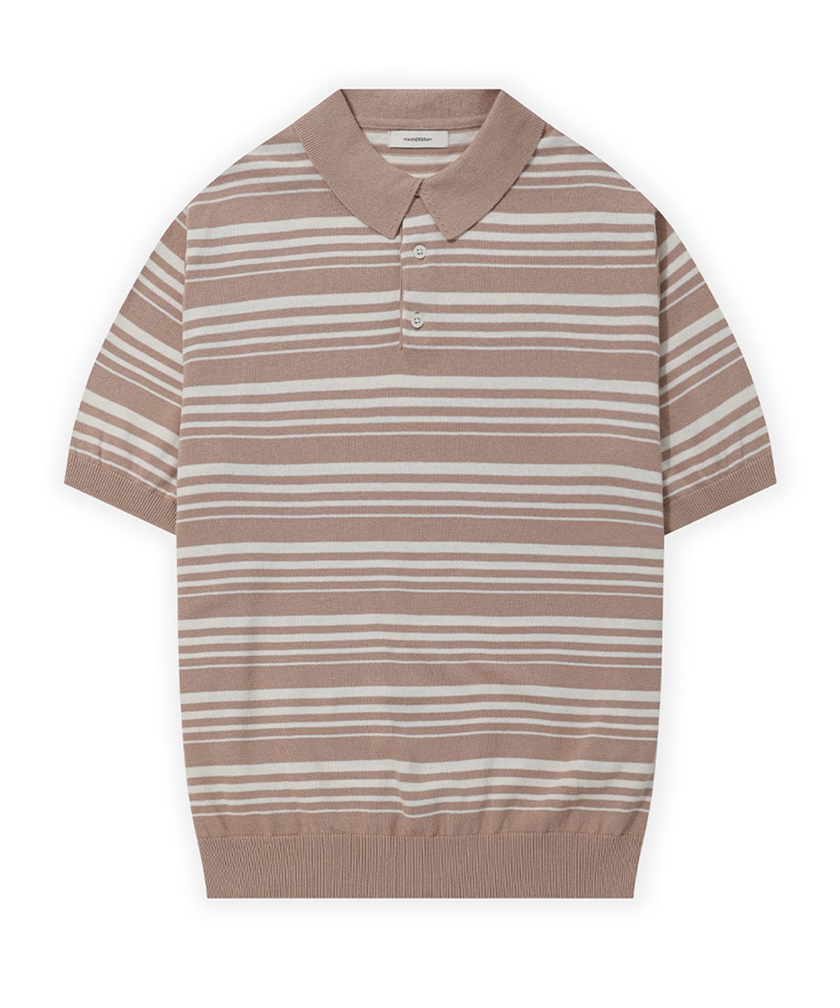 매너그램(MANNERGRAM) Nature Cotton100 스트라이프 카라 반팔니트 - 5 COLOR